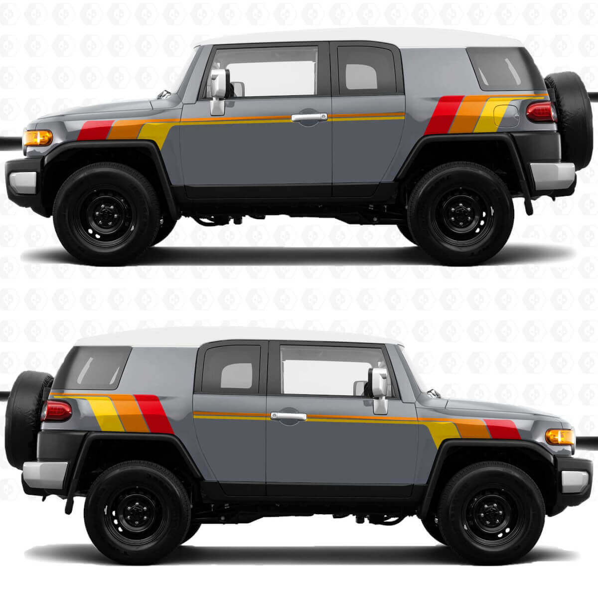 Grafica adesiva per decalcomanie laterali a strisce vintage retrò Heritage - adatta per Toyota FJ Cruiser
