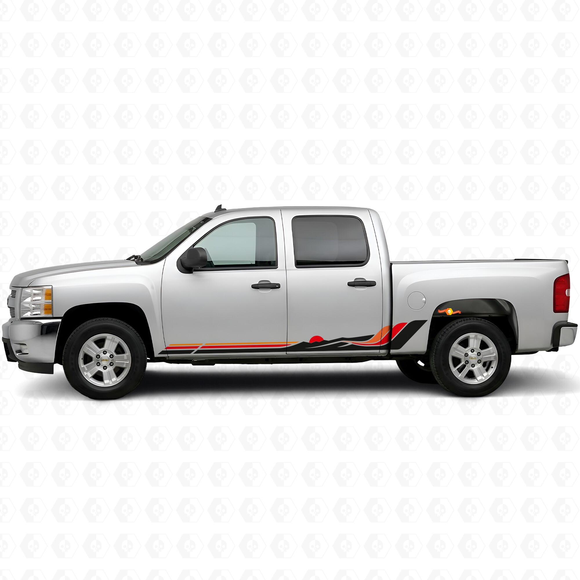 Strisce in Vinile Retro Mountain Wave per Porta e Minigonne per Chevrolet Silverado 1500 GMT900 2007-2013