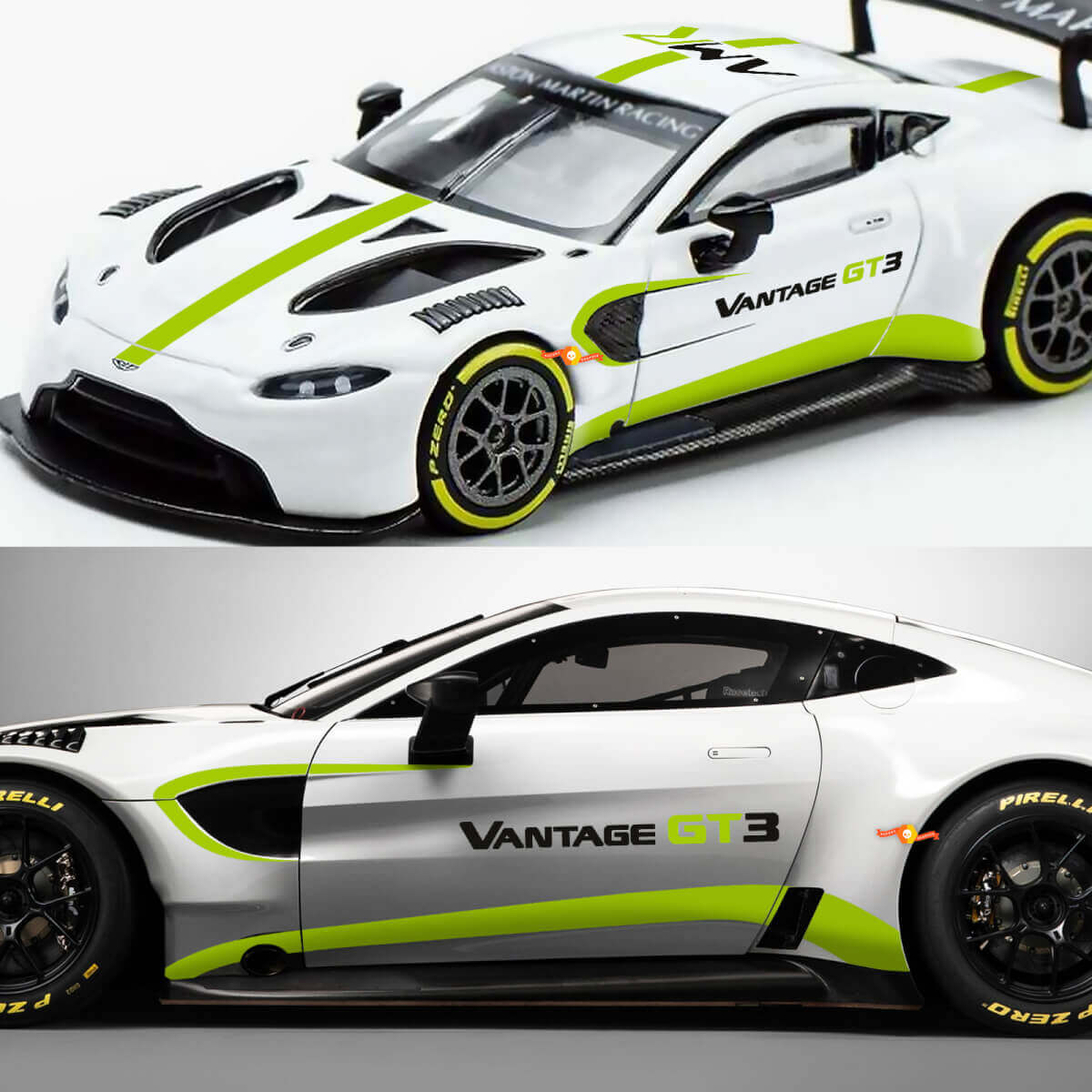Adesivo in Vinile con Logo Vantage e Strisce Kit Completo per Aston Martin Vantage GT3
