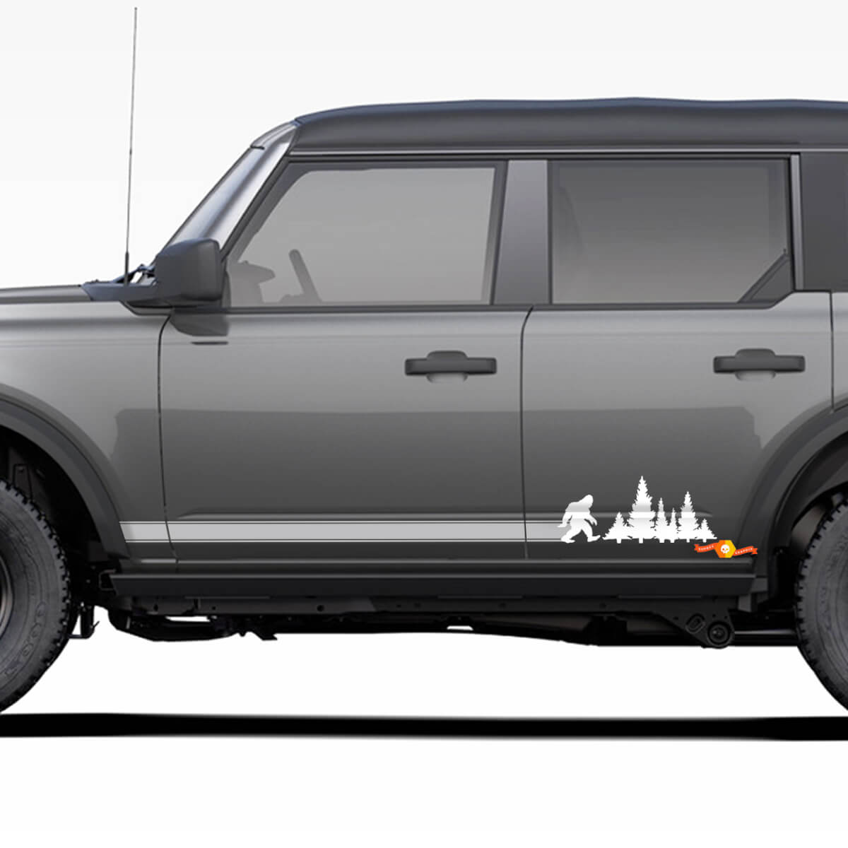 Coppia di adesivi per decalcomanie laterali del pannello bilanciere Bigfoot Yeti per Ford Bronco
