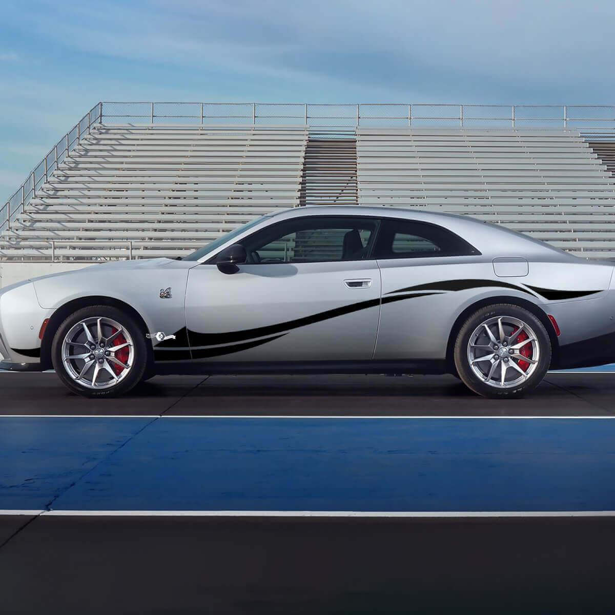 Kit di adesivi laterali in vinile con strisce a onde stile tribale per Dodge Charger Electric (Versione 4)