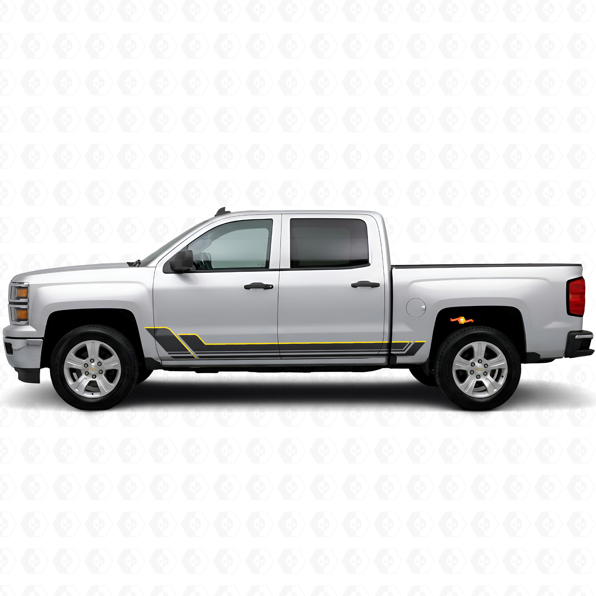 Strisce in vinile con contorno angolare per portiere e pannelli sottoporta per Chevrolet Silverado 1500 K2XX 2014-2019