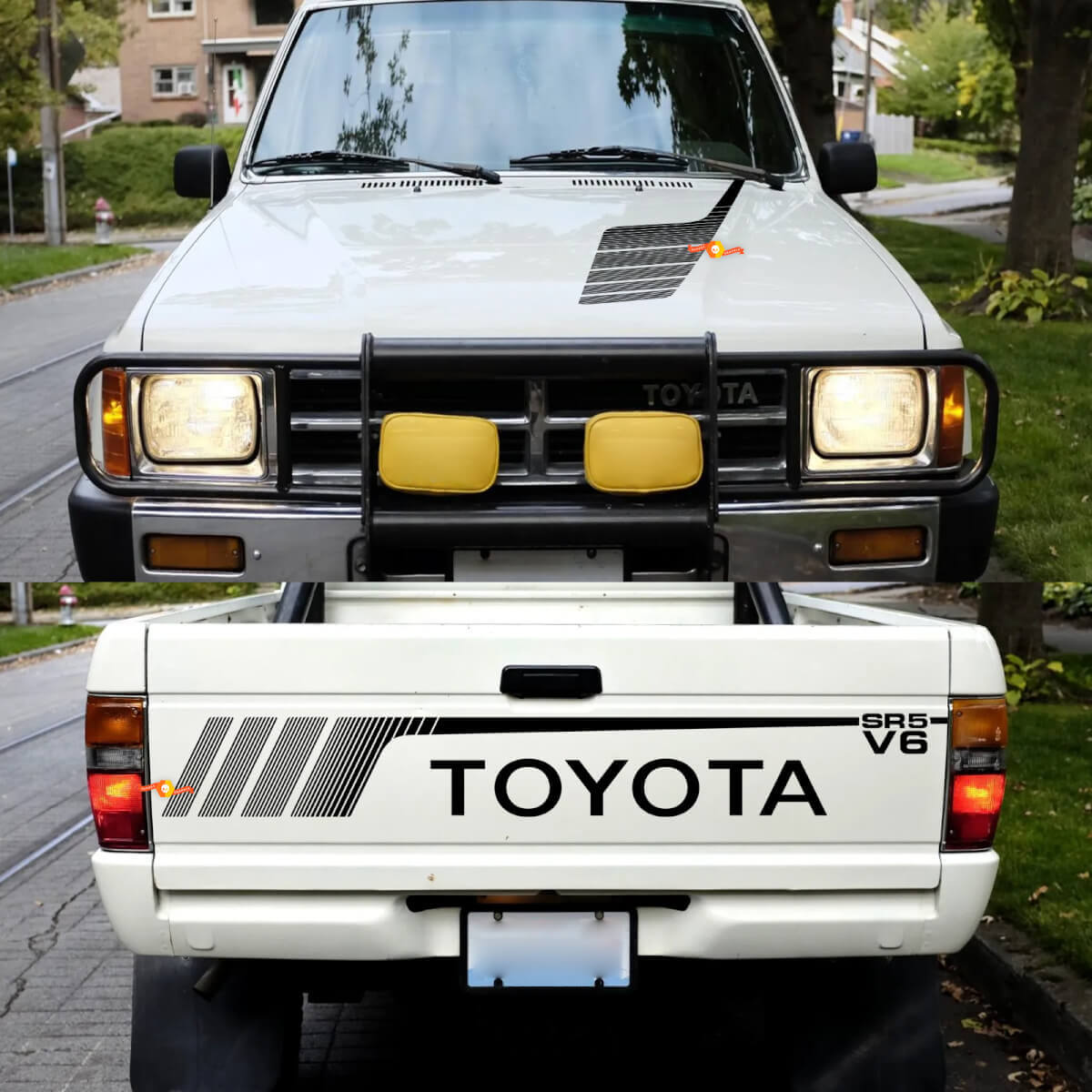 Adesivi per decalcomanie in vinile per portellone posteriore e cofano Toyota Pickup SR5 V6 1
