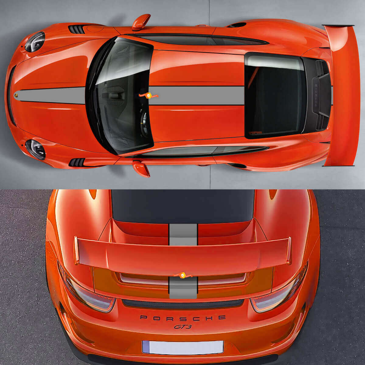 Kit adesivi in vinile a strisce da corsa superiore per Porsche 911 GT3
