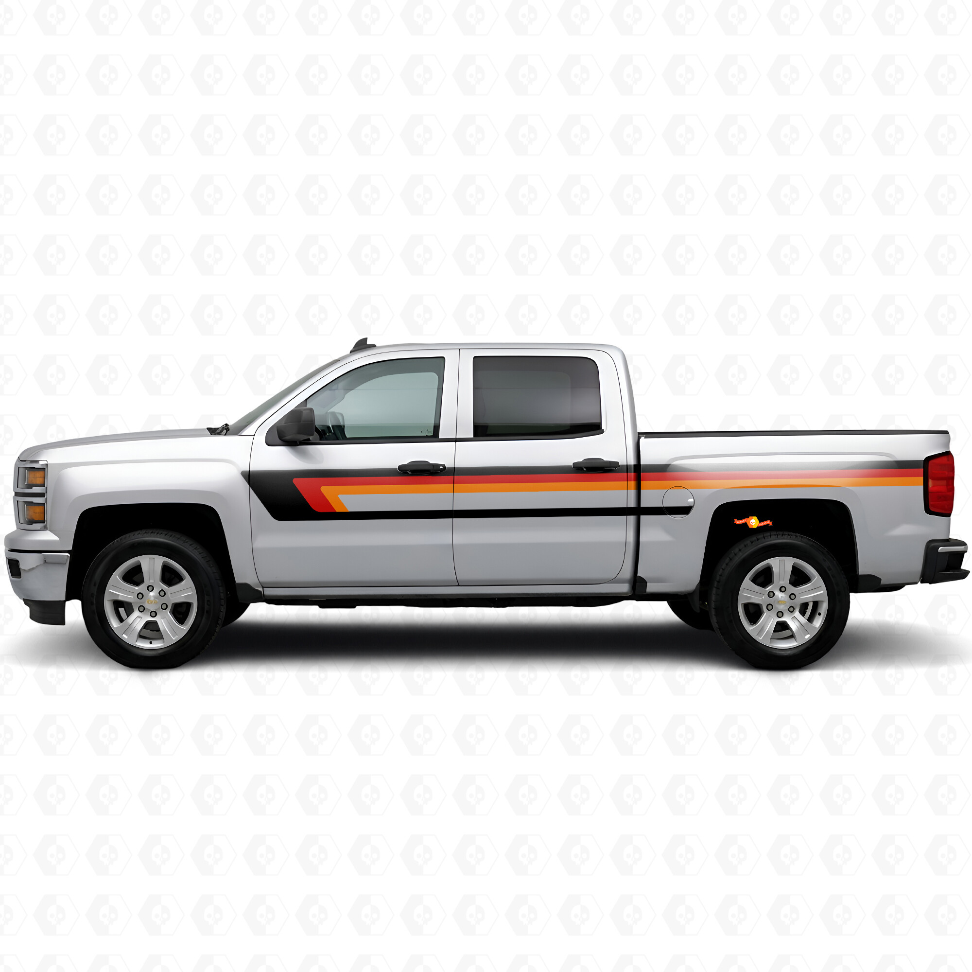Strisce in vinile retro per fascia superiore della porta e fianco letto per Chevrolet Silverado 1500 K2XX 2014-2019