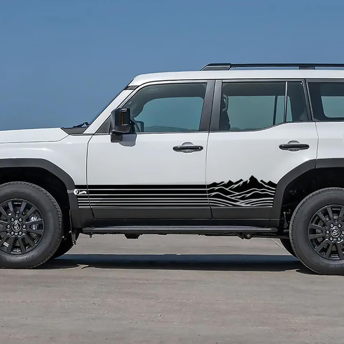 Toyota Land Cruiser pannello bilanciere laterale montagne strisce decalcomanie decalcomanie grafiche in vinile 2
