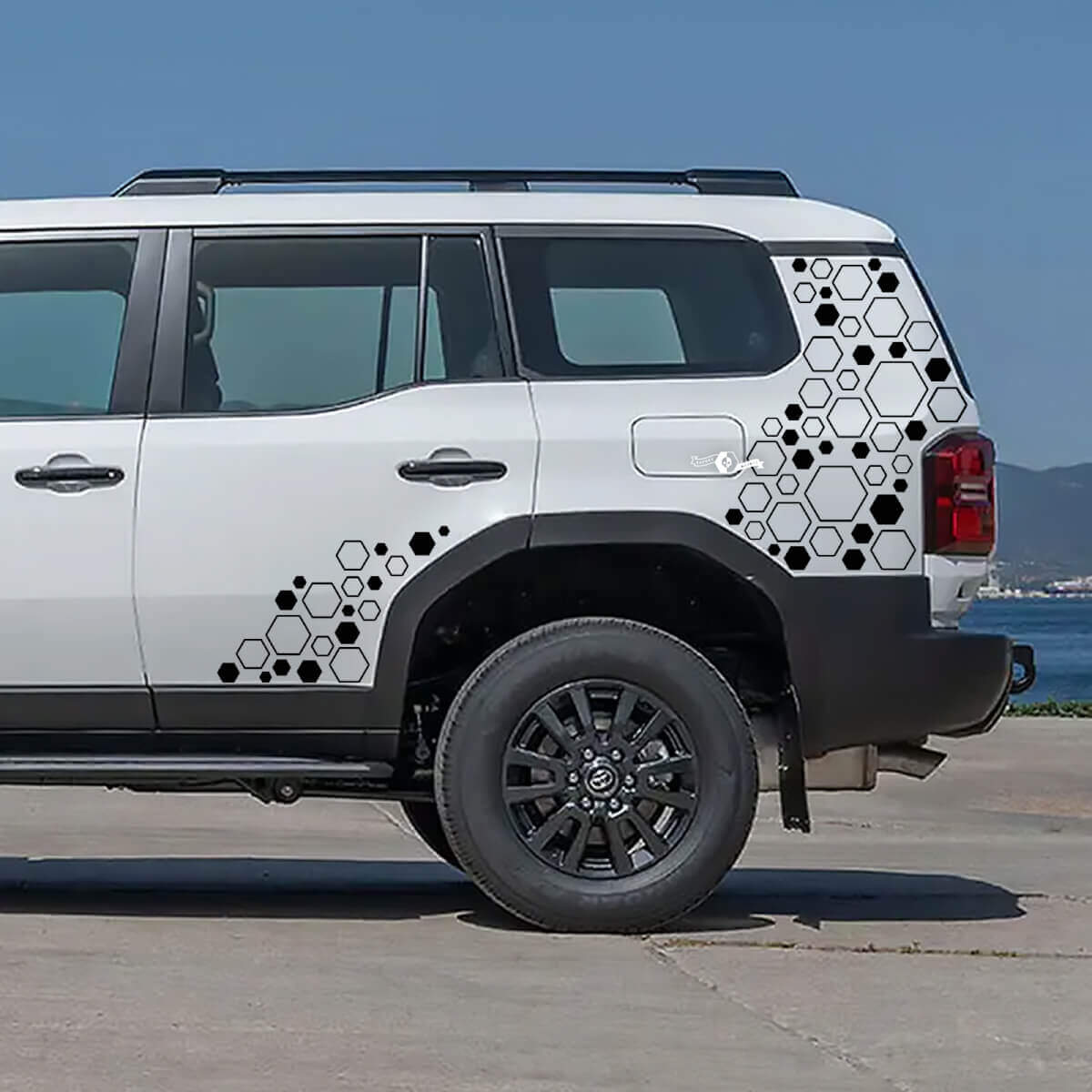 Adesivi in vinile a nido d'ape per lati e quarti posteriori per Toyota Land Cruiser 2024