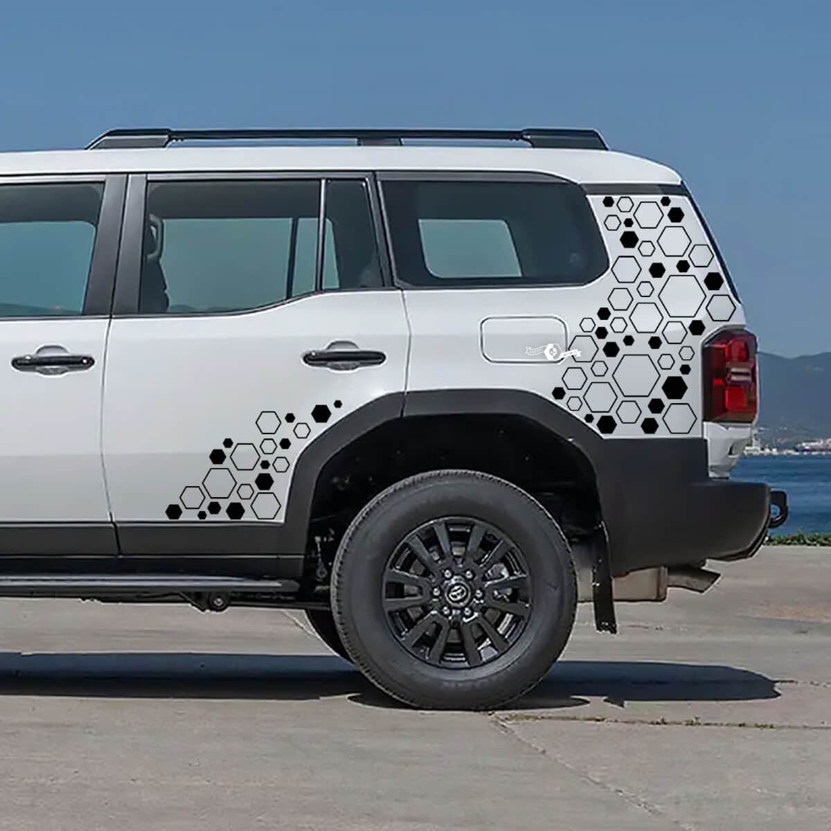 Toyota Land Cruiser Six-knot Honeycomb Porte laterali Decalcomanie posteriori Adesivi in ​​vinile Grafica
