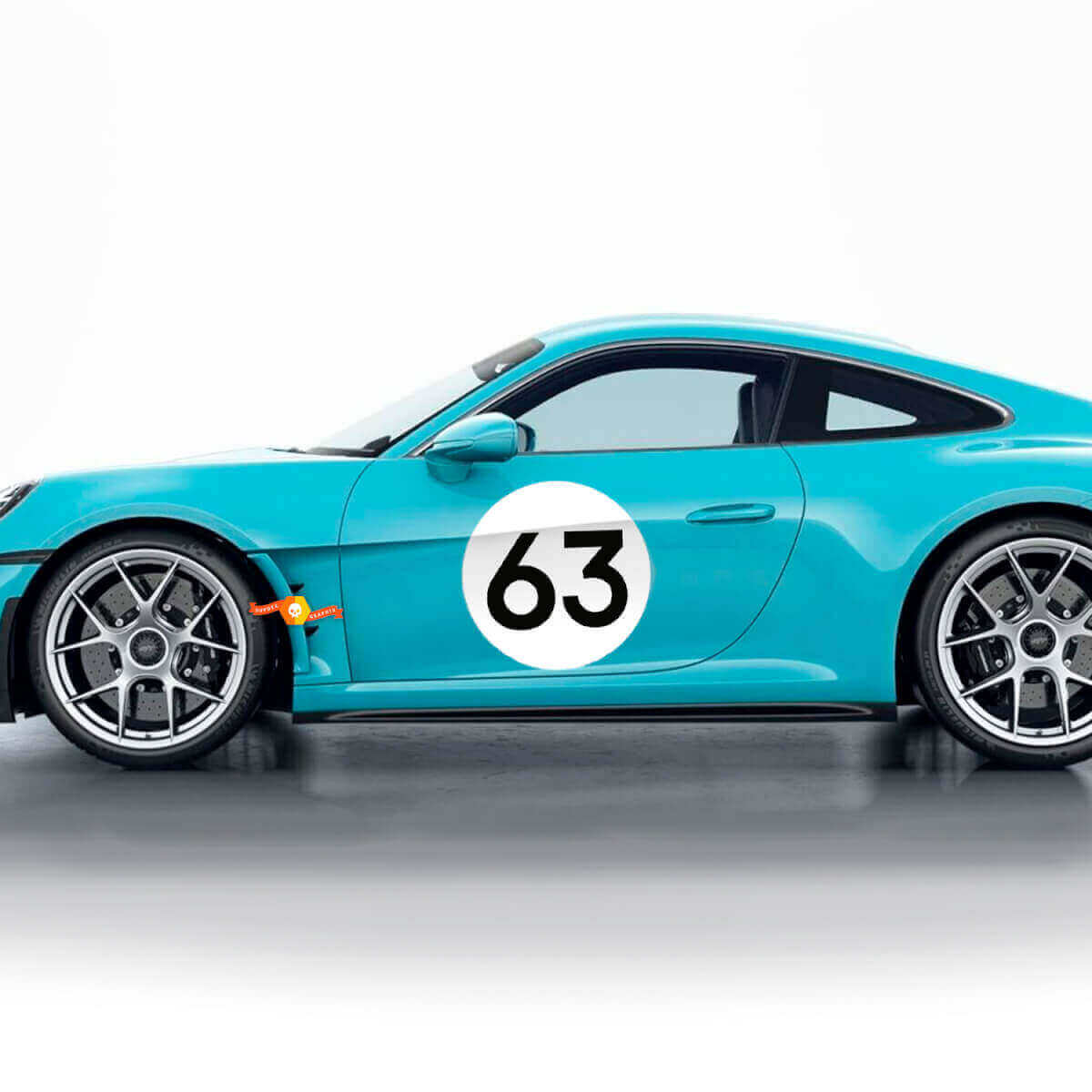 Kit Adesivi Decalcomanie Stile S/T Logo 60° Anniversario Lati Porte per Porsche 911 2023
