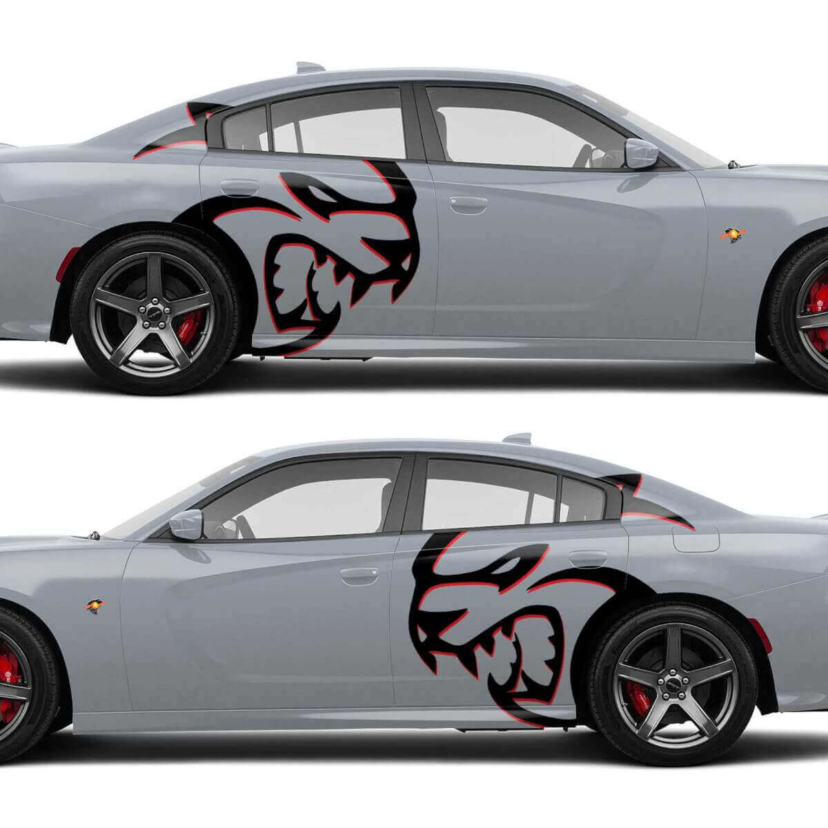 Enormi adesivi per decalcomanie laterali Hellcat in due colori per Dodge Challenger o Charger
