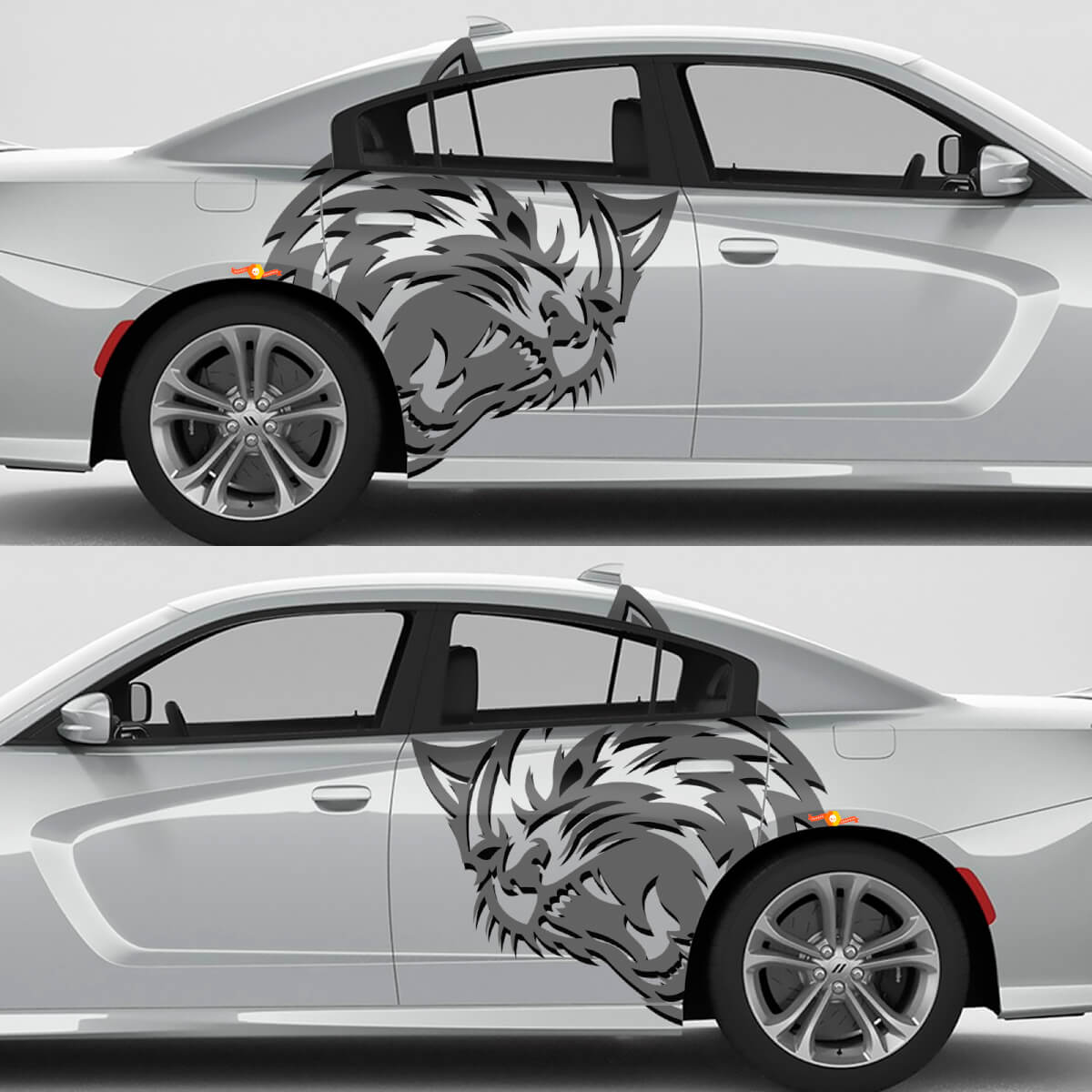 Set di Adesivi Laterali in Vinile Stile Wildcat per Dodge Challenger o Charger