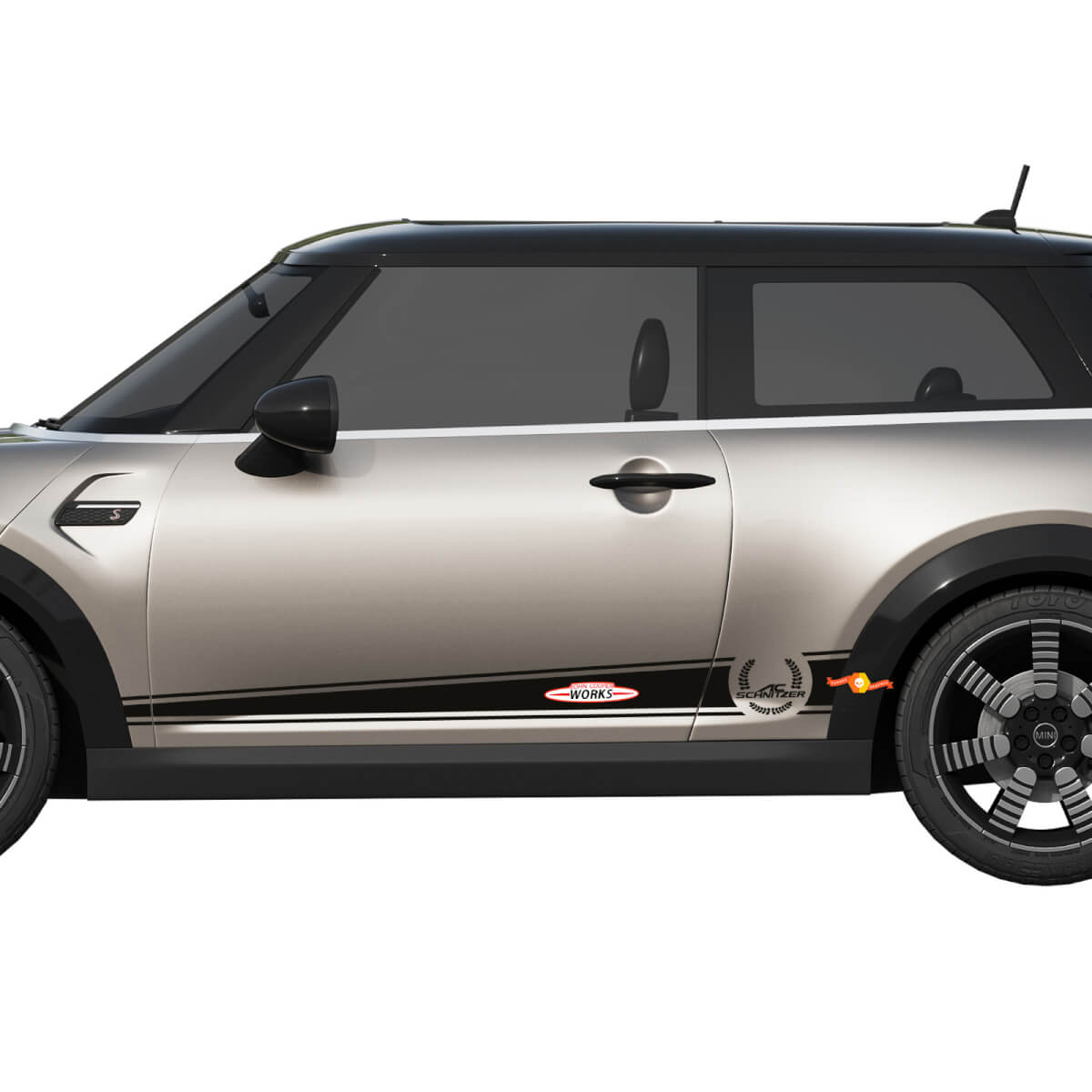 Decalcomania a strisce a scacchi Mini Cooper S e adesivo grafico

