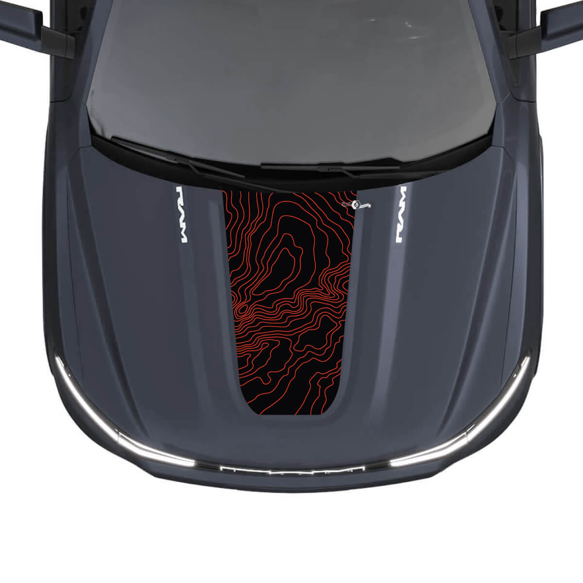 Mappa topografica Hood Stripes per Dodge RAM 1500 REV Vinile Decalcomanie Adesivi Grafica
