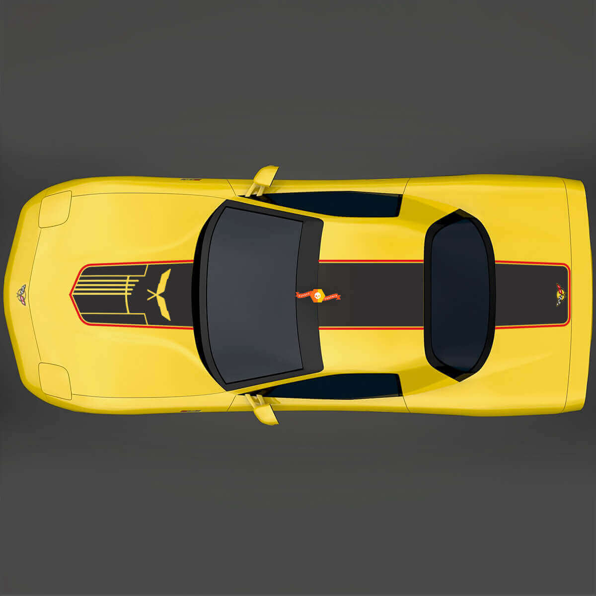 Kit di Adesivi in Vinile a Strisce per Cofano, Tetto e Bagagliaio Stile Teschio Jake per Chevy Corvette C5