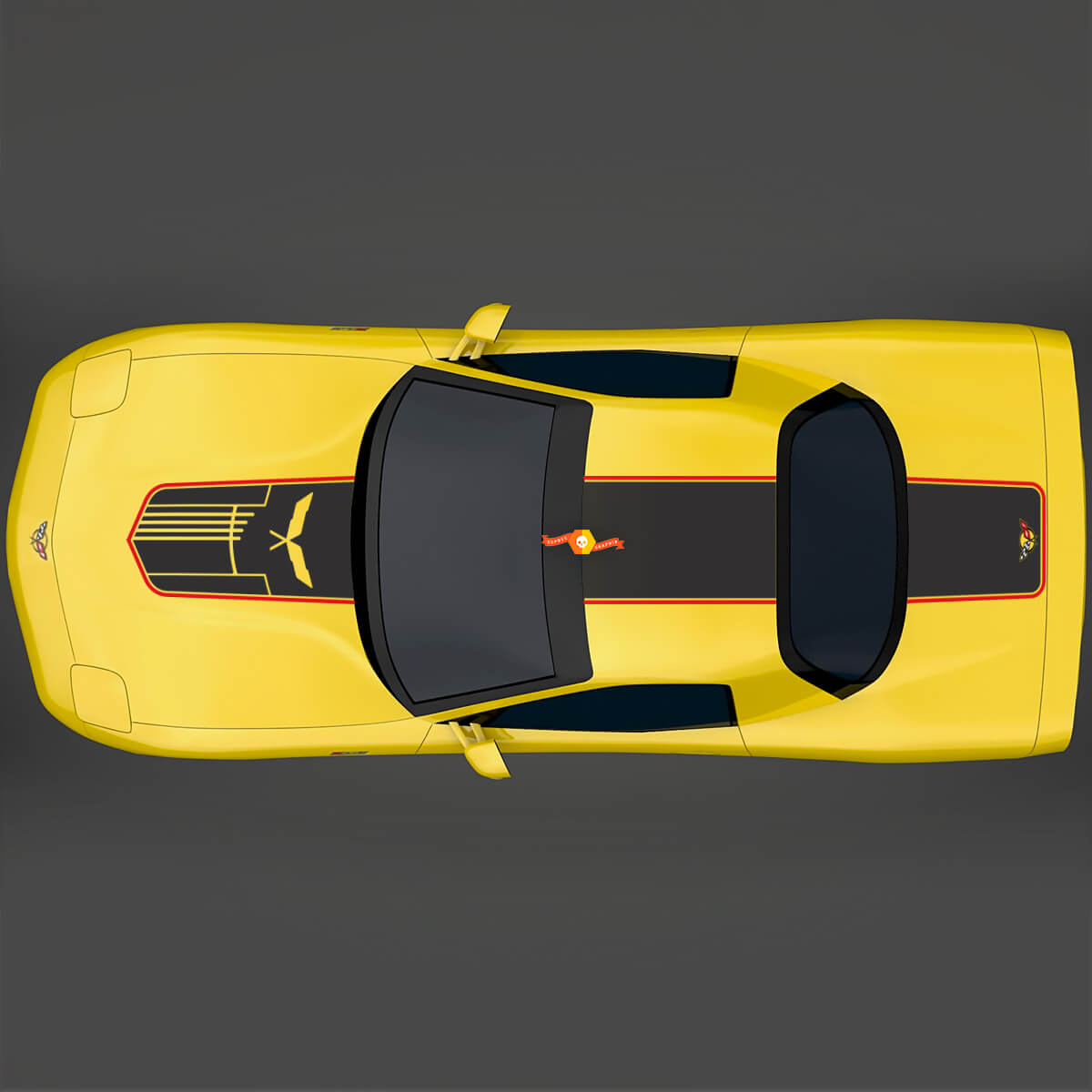 Chevy Corvette C5 Decalcomania per cofano Strisce Jake Skull
