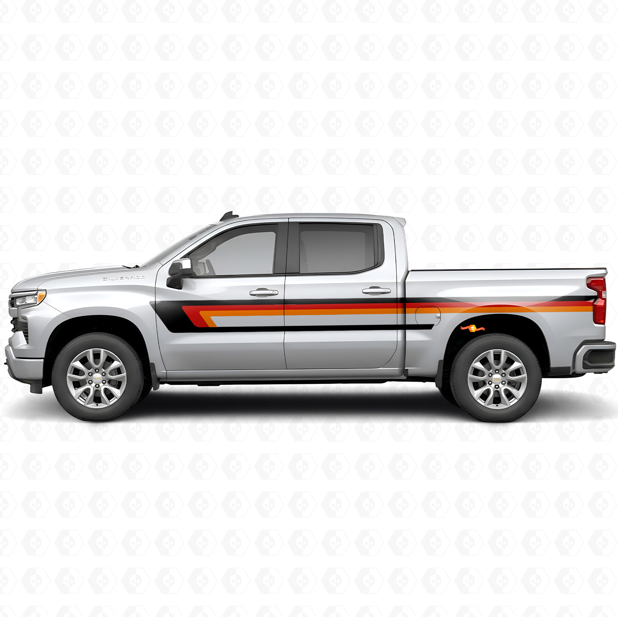 Strisce in Vinile Retro per la Parte Superiore della Linea Cintura della Porta e del Fianco del Cassone per Chevrolet Silverado 1500 T1XX 2019-2026