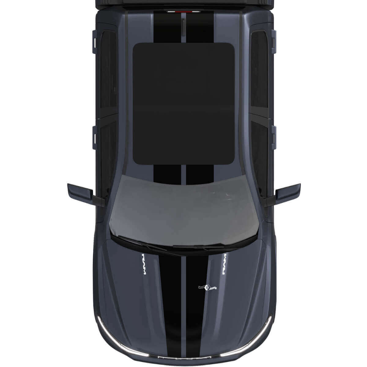 Cofano e tetto doppie strisce centrali per Dodge RAM 1500 REV decalcomanie in vinile adesivi grafica
