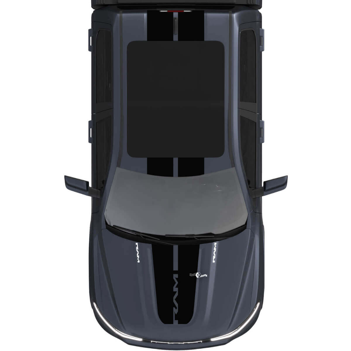 Cofano e tetto doppie strisce centrali per Dodge RAM 1500 REV decalcomanie in vinile adesivi grafica
