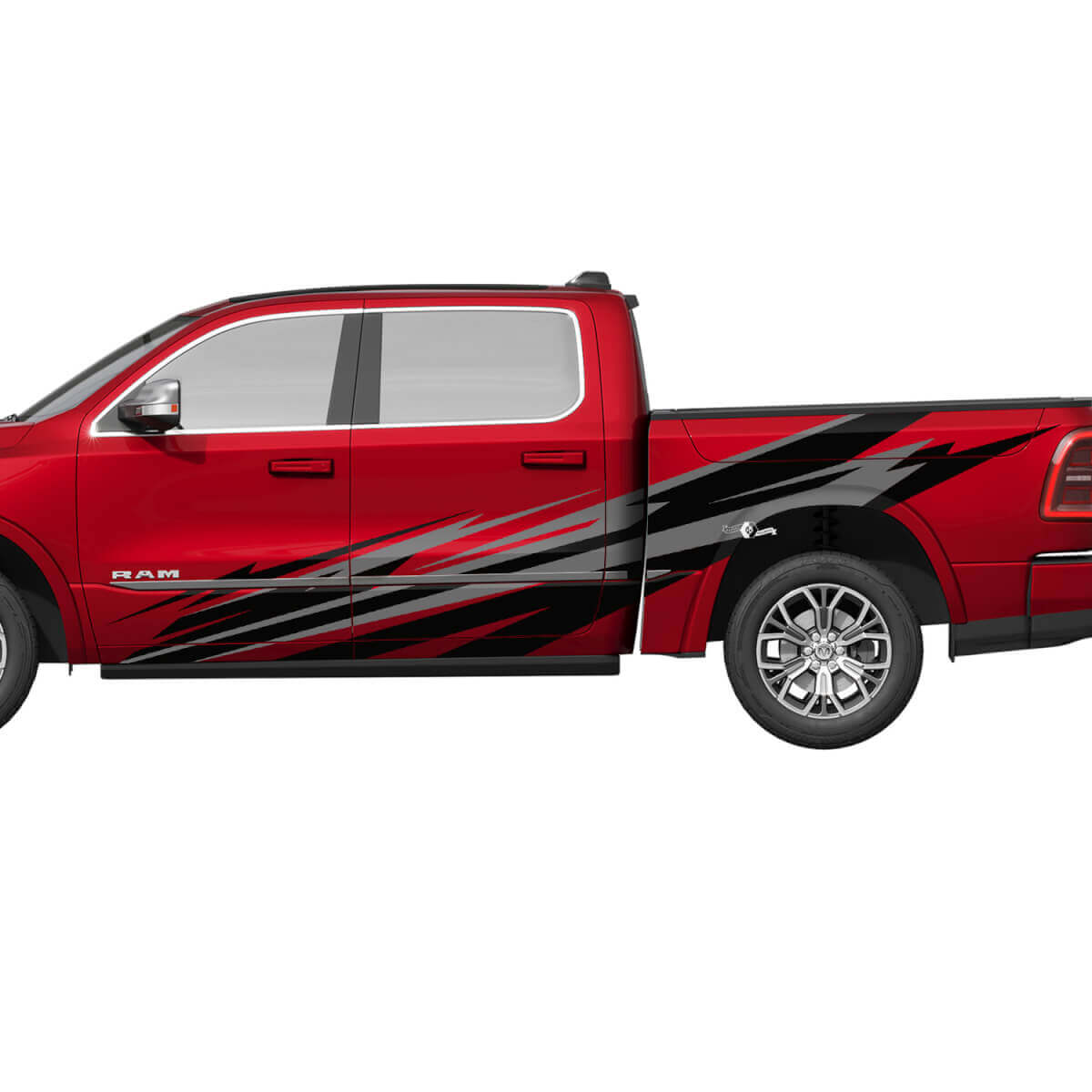 Adesivi in vinile con grafica mimetica Splash per porte laterali del camion Dodge RAM 1500 REV
