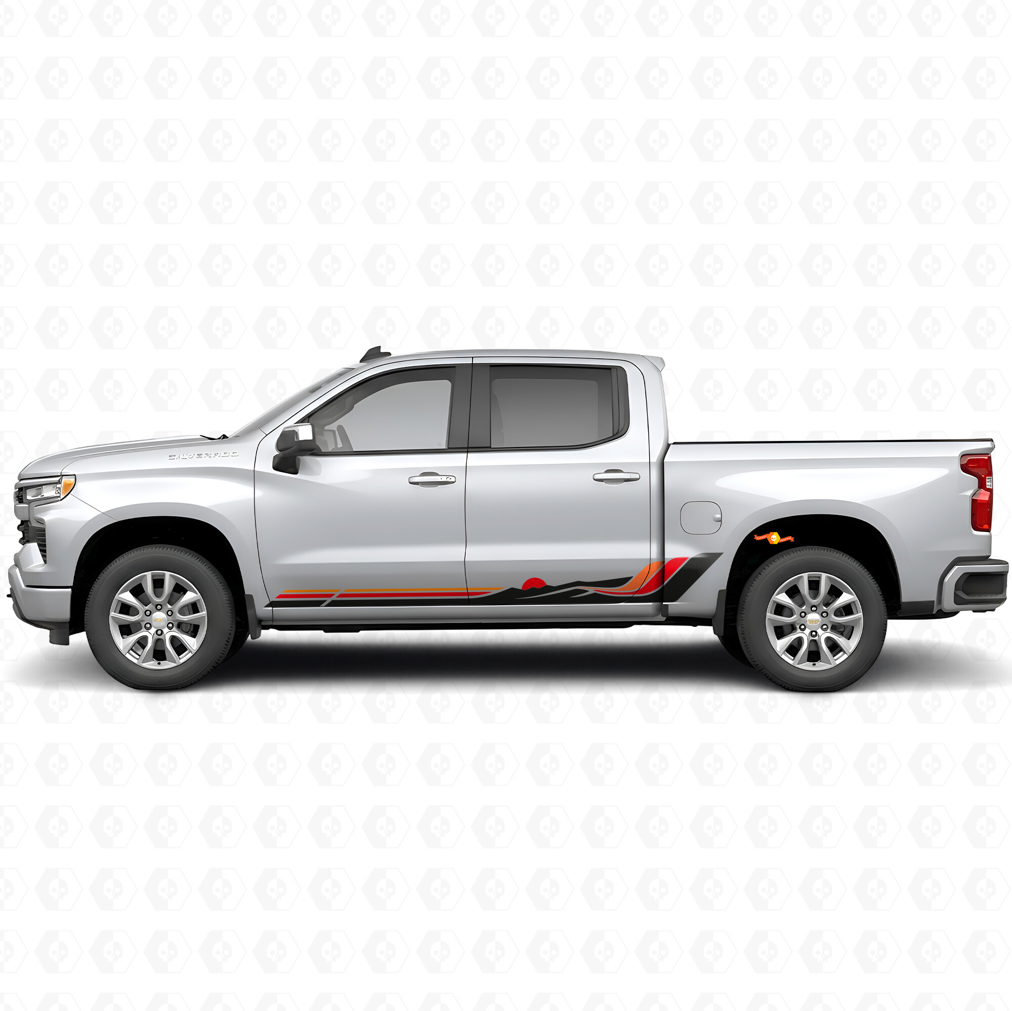 Strisce Adesive a Onde Retro per Portiere e Minigonne per Chevrolet Silverado 1500 T1XX 2019-2026