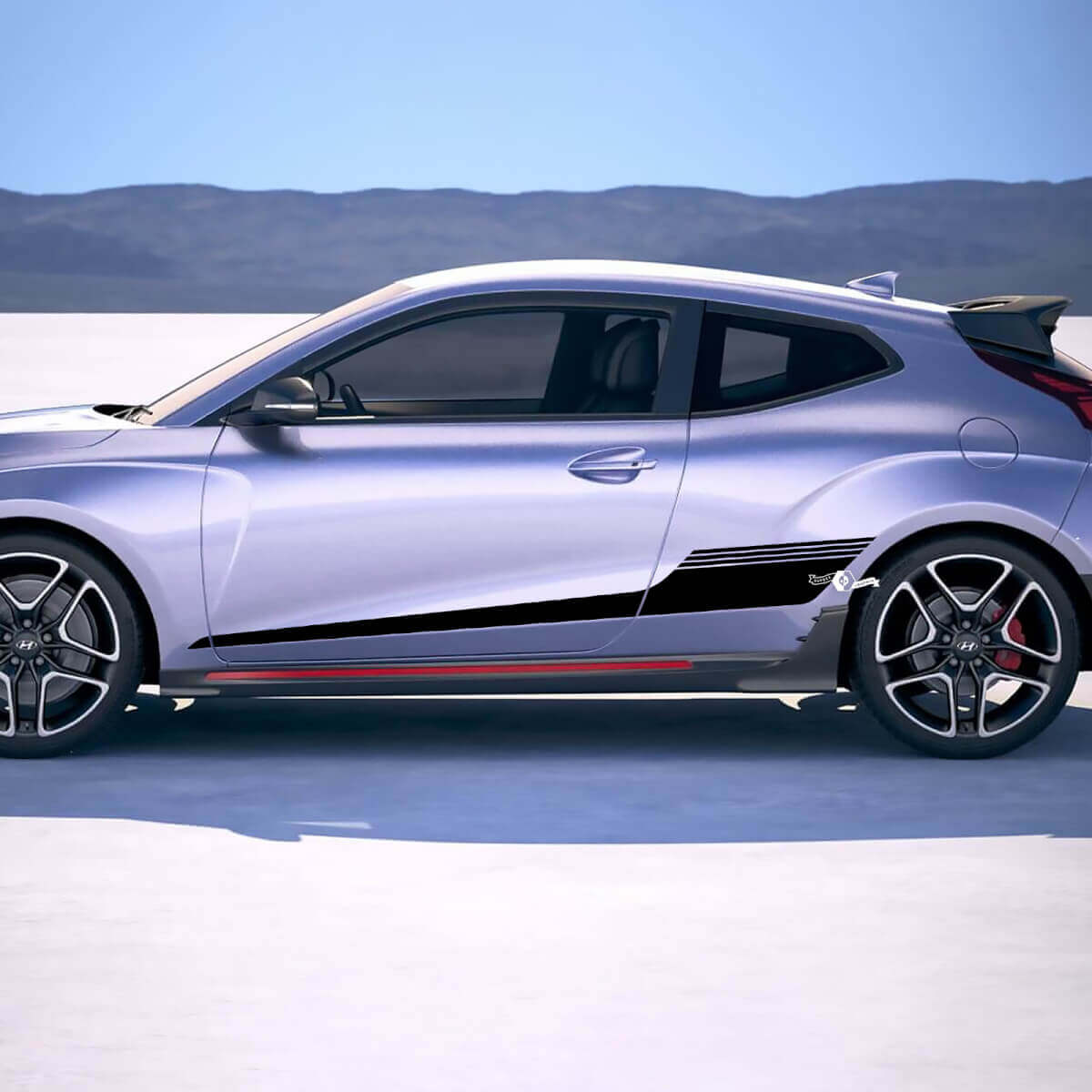 2x portiere strobe strisce di corse adesive in vinile decalcomania per Hyundai Veloster
