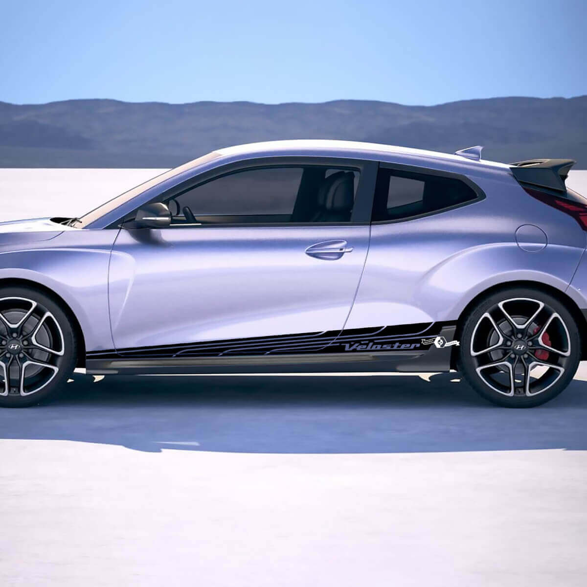 2x porte ali da corsa strisce in vinile adesive decalcomania per Hyundai Veloster
