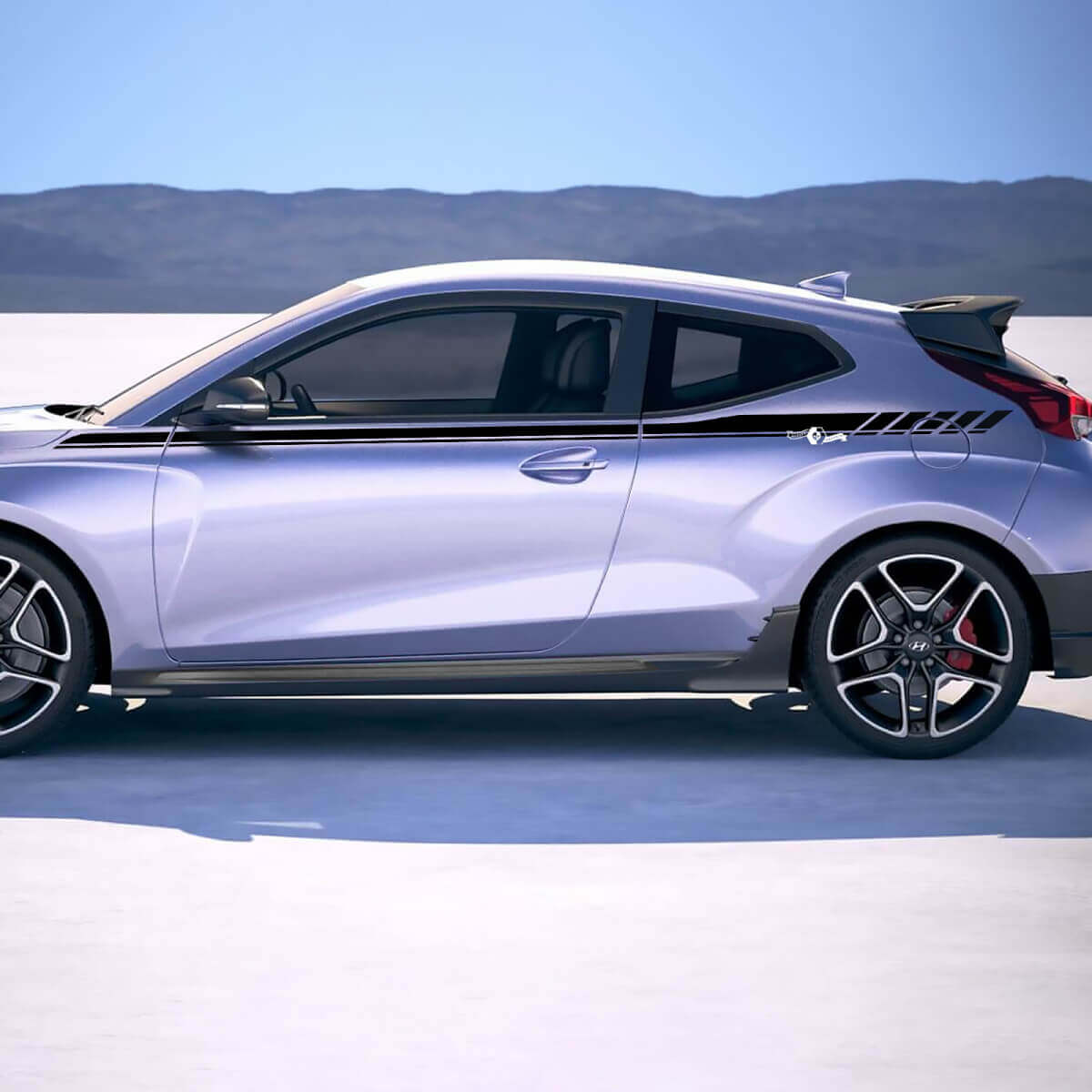 Strisce da corsa laterale della porta superiore in vinile decalcomania di decalcomania per Hyundai Veloster
