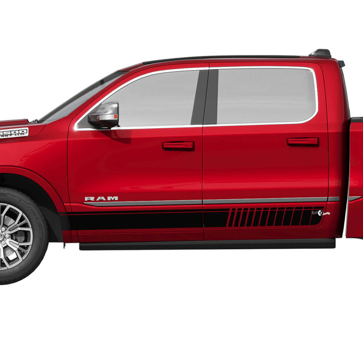 Strisce a bilanciere laterale Stripes per decalcomanie in vinile grafica per Dodge Ram 1500
