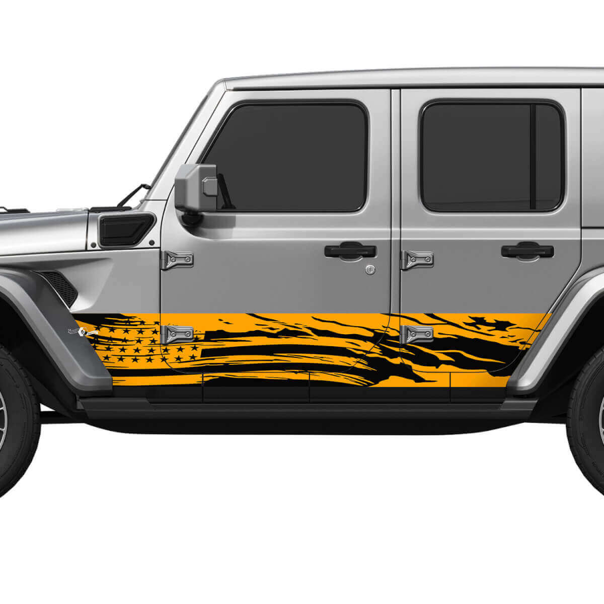 Adesivo in Vinile con Bandiera Americana Usurata effetto Splash per Portiere Laterali Jeep Wrangler