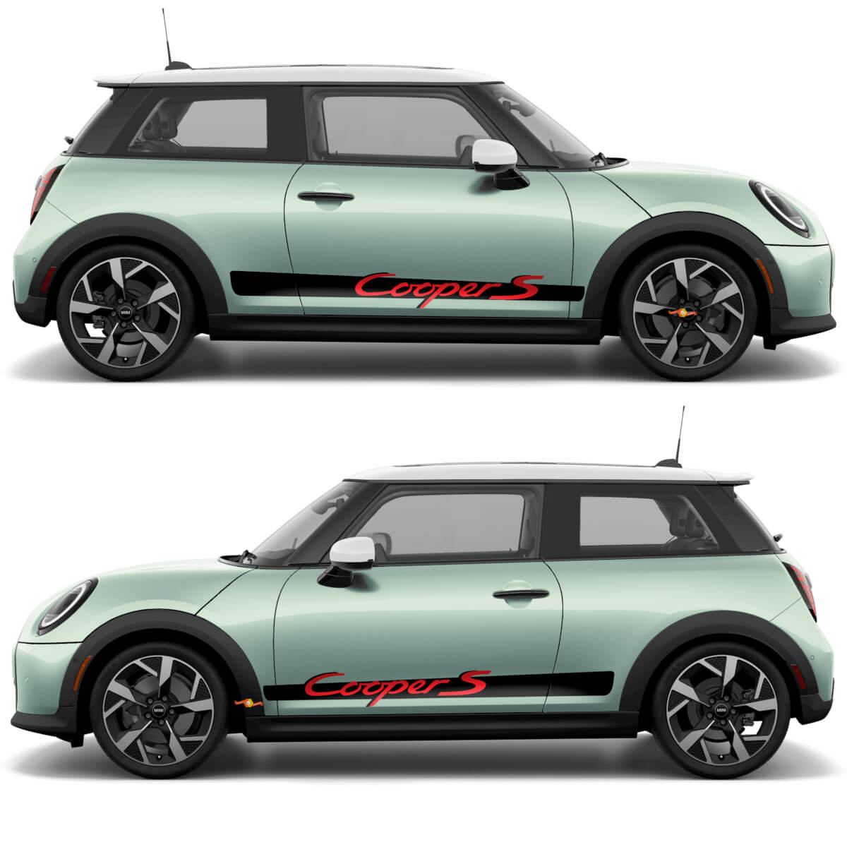 Lettering a strisce laterali Mini Cooper Decal grafico in stile Porsche
