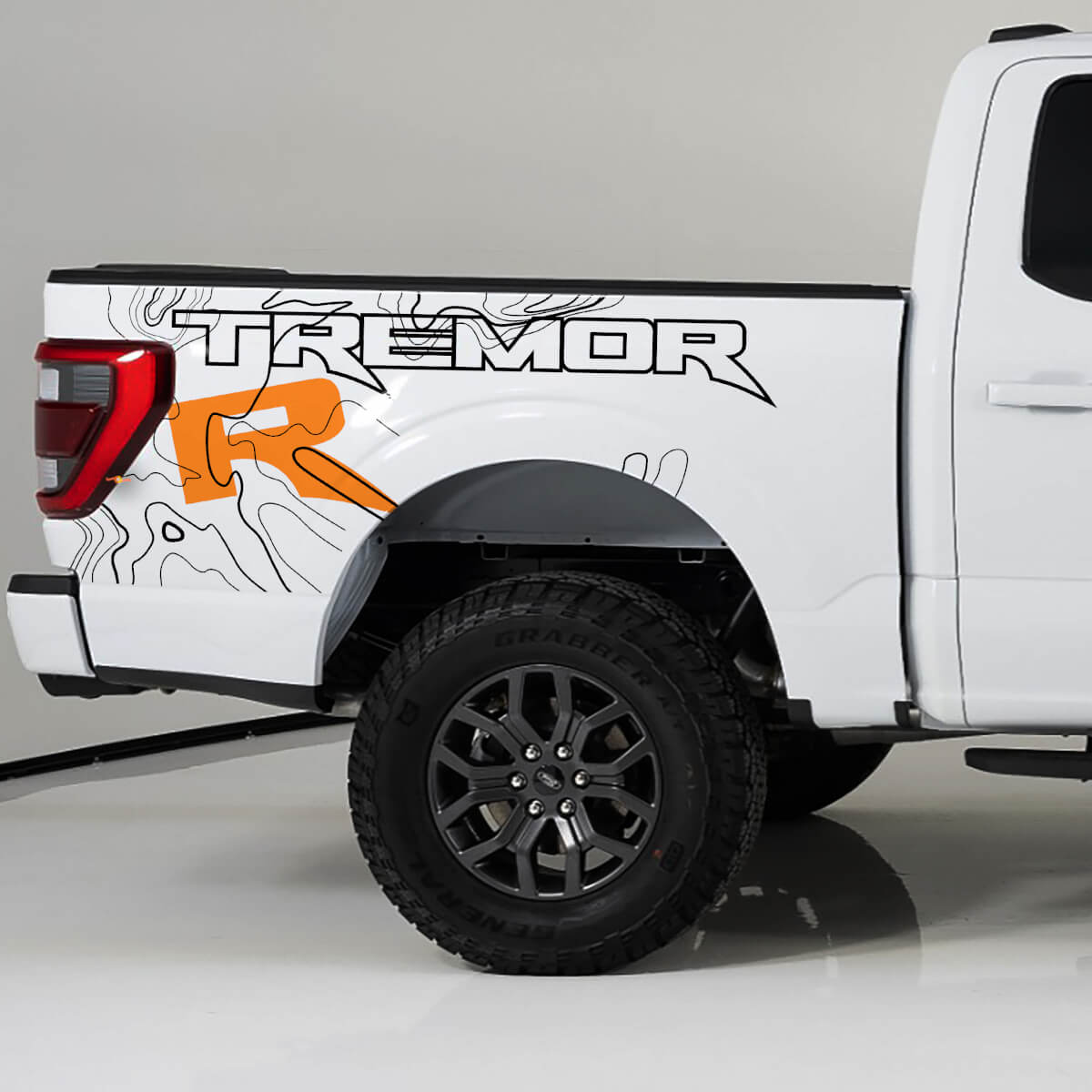 Grafica sul lato del letto adatto alla Ford F150 Raptor R Stripes di decalcomanie adesivi in ​​vinile
