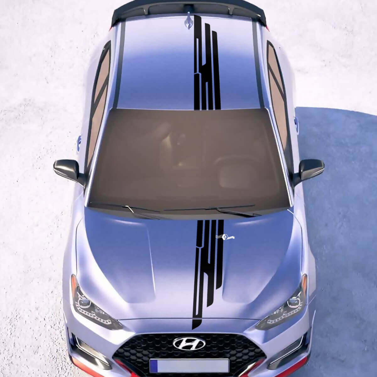 Adesivi in vinile per strisce racing centrali sul cofano e sul tetto adatti per Hyundai Veloster 2
