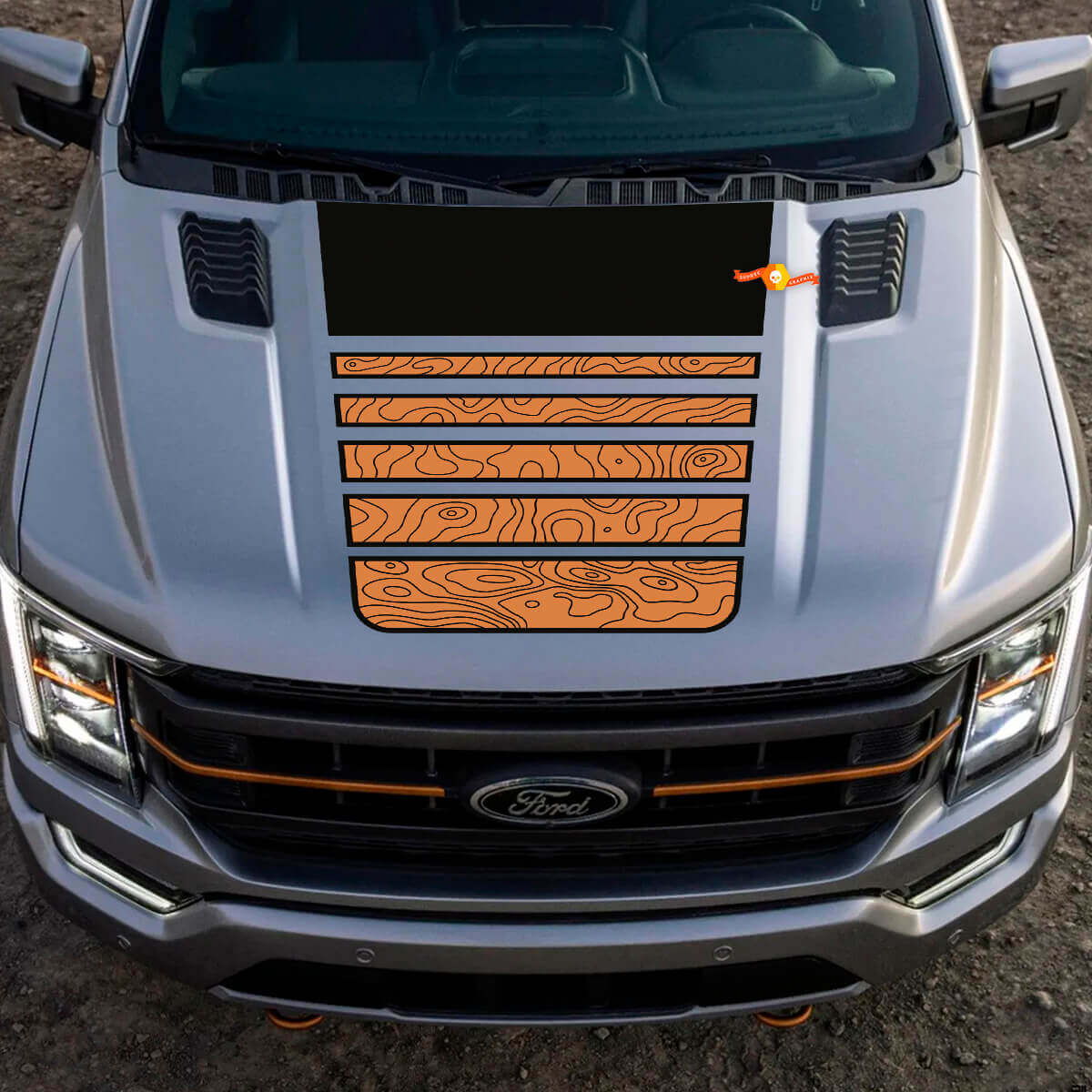 Adesivo in vinile con strisce topografiche per cofano per truck Musclecar Tremor