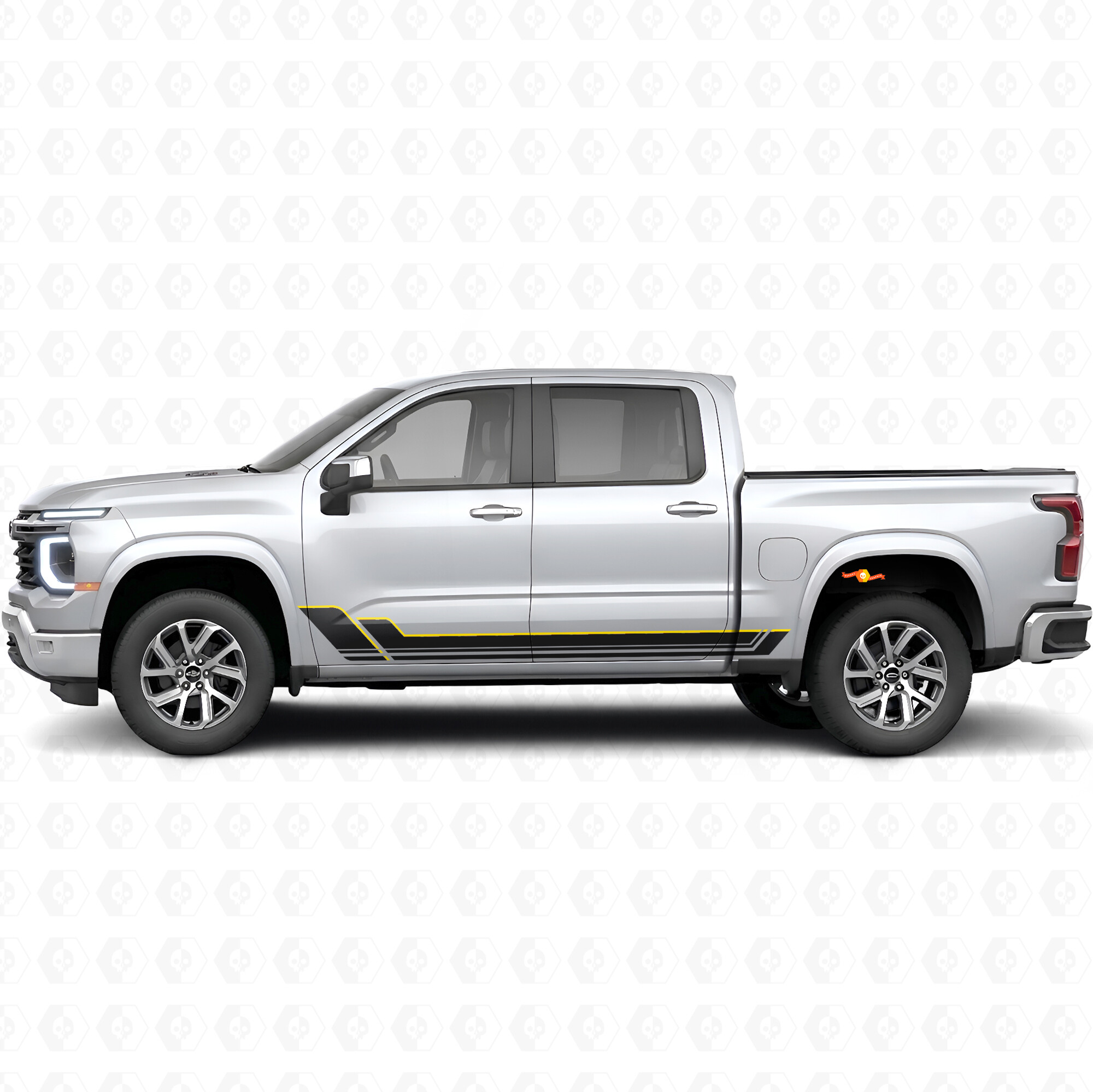 Strisce in vinile angolari per contorno porta e battitacco per Chevrolet Silverado 1500 Prossima Generazione 2027