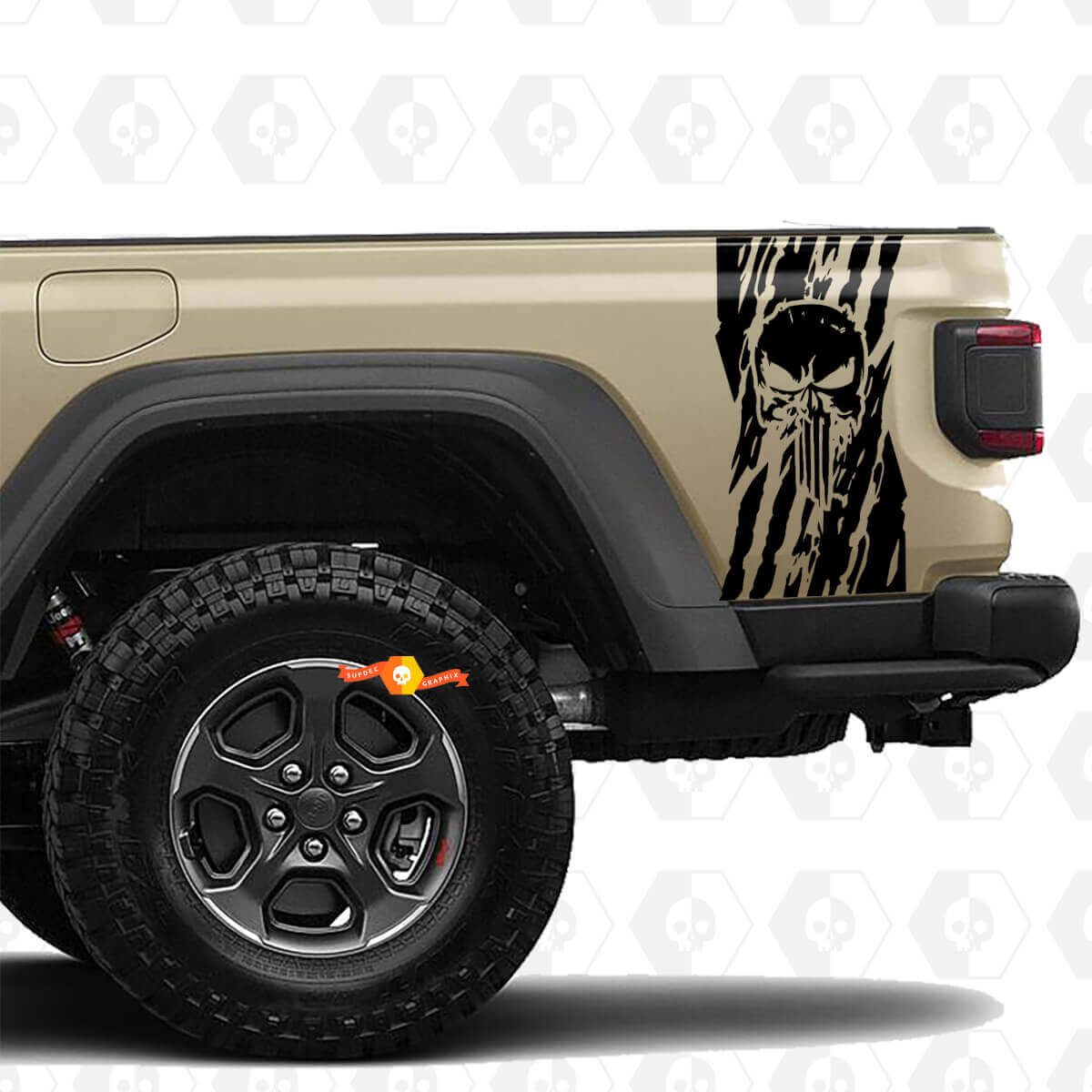 Jeep gladiator USA Flag distrutta per le decalcomanie punisher decalcomanie in vinile grafica letto tailgate letto in vinile decalcomanie
