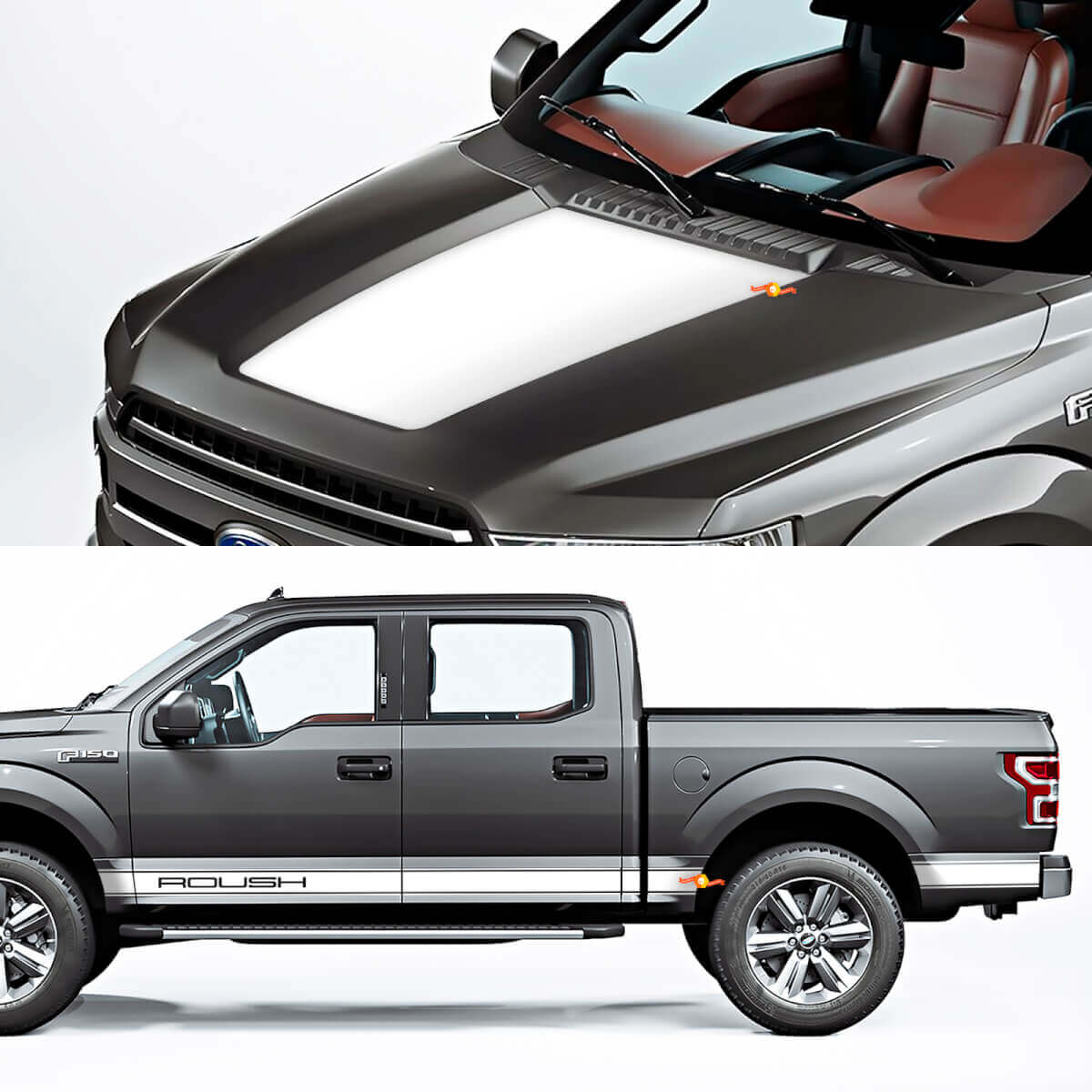 Pannello a bilancieri laterali e pacchetto grafico di decalcomania per la decalcomania al pacchetto Ford F150 Raptor Roush
