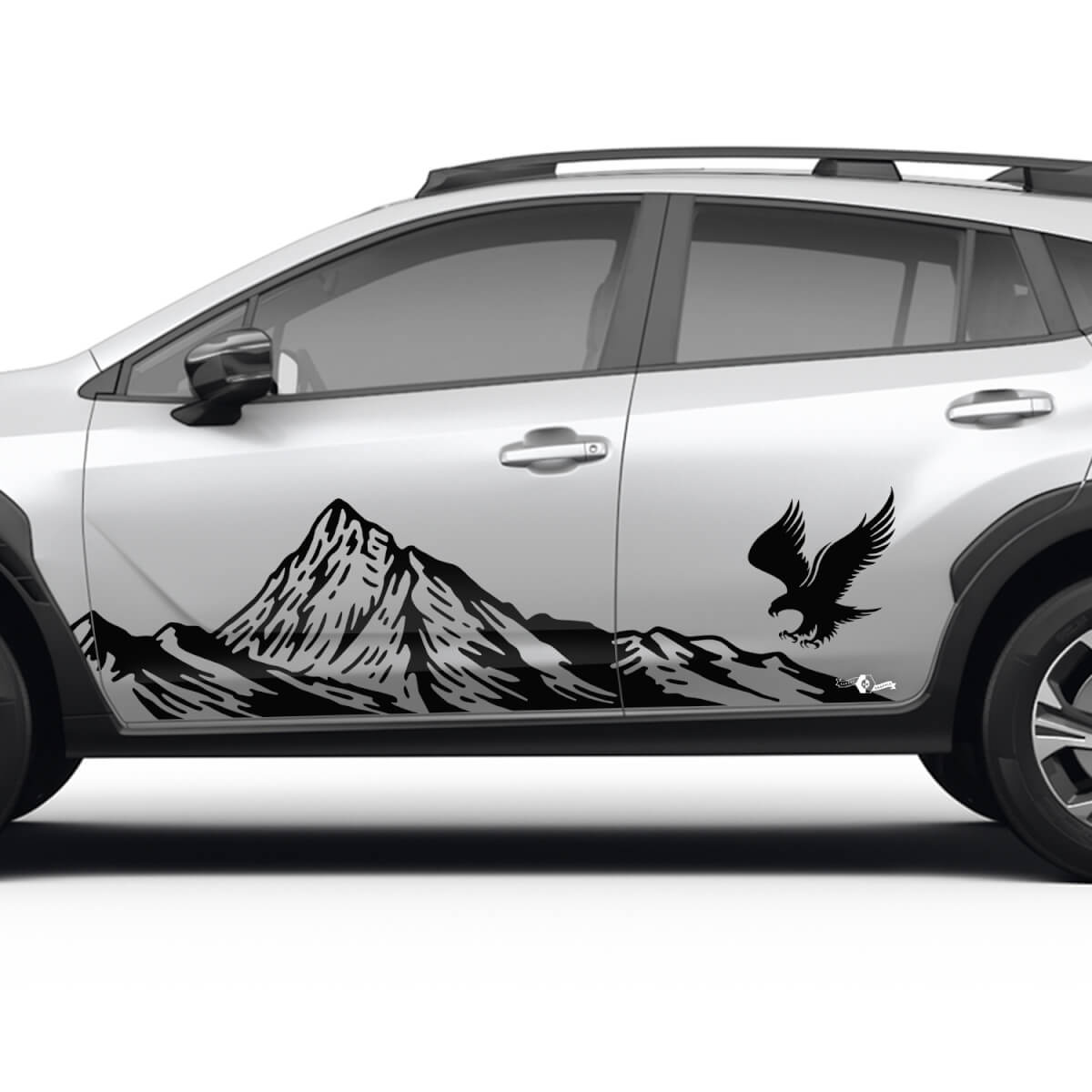 Porte laterali Montagne del paesaggio Eagle Decal in vinile - adesivo grafico universale Suba

