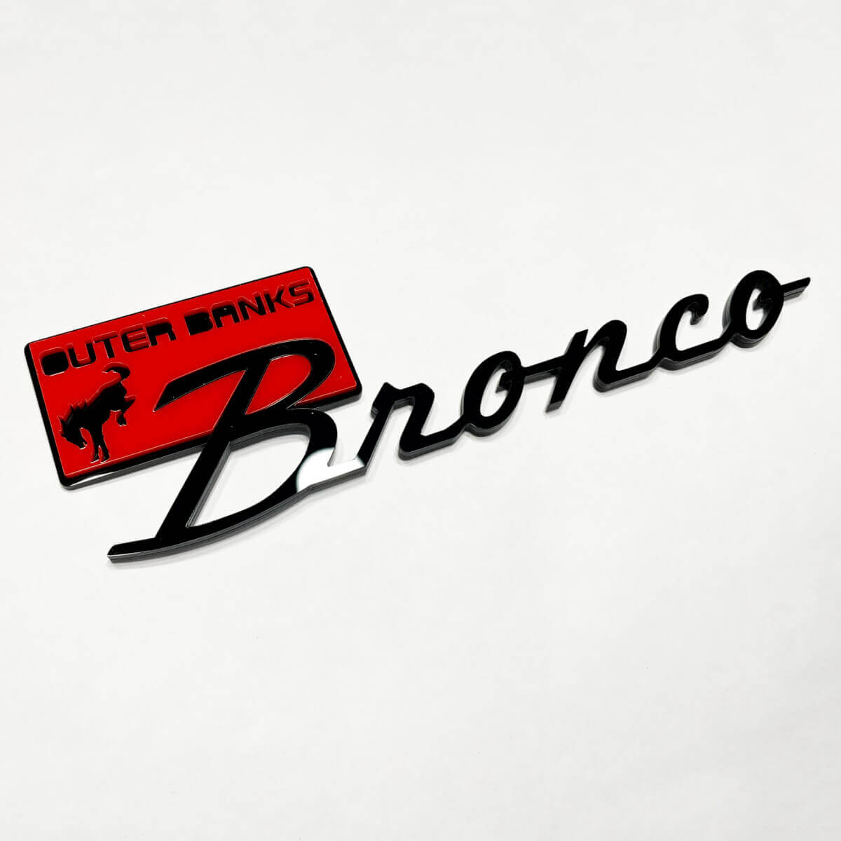 Bronco Outer Banks Fender Badges Emblema Tailgate Emblema 3D Red vs Black
