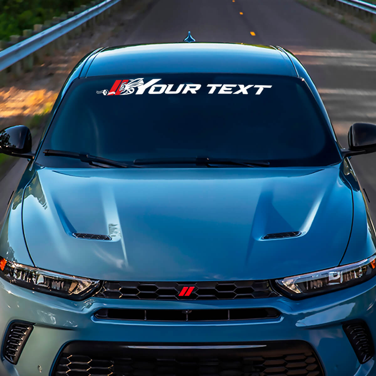 Adesivo in Vinile per Parabrezza con Logo Hornet e Testo Personalizzato per Dodge Hornet