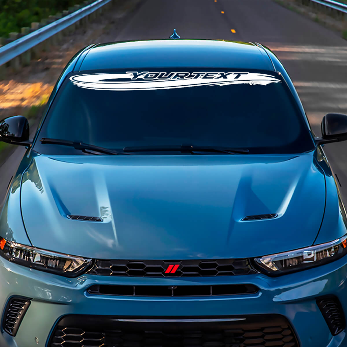 Adesivo in Vinile per Parabrezza con Lettere Personalizzate Stile Onda per Dodge Hornet