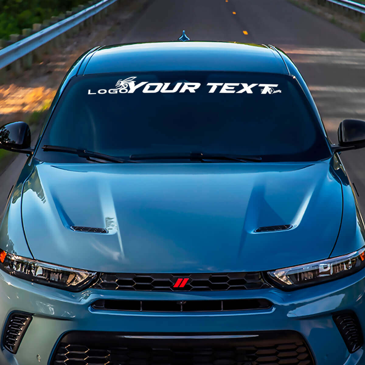 Adesivo in Vinile per Parabrezza con Lettere Personalizzate e Logo per Dodge Hornet