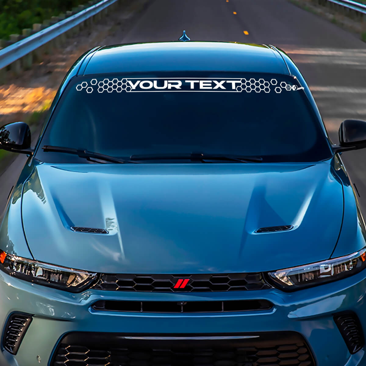 Adesivo in Vinile per Parabrezza con Lettere Personalizzate Stile Nido d'Ape per Dodge Hornet