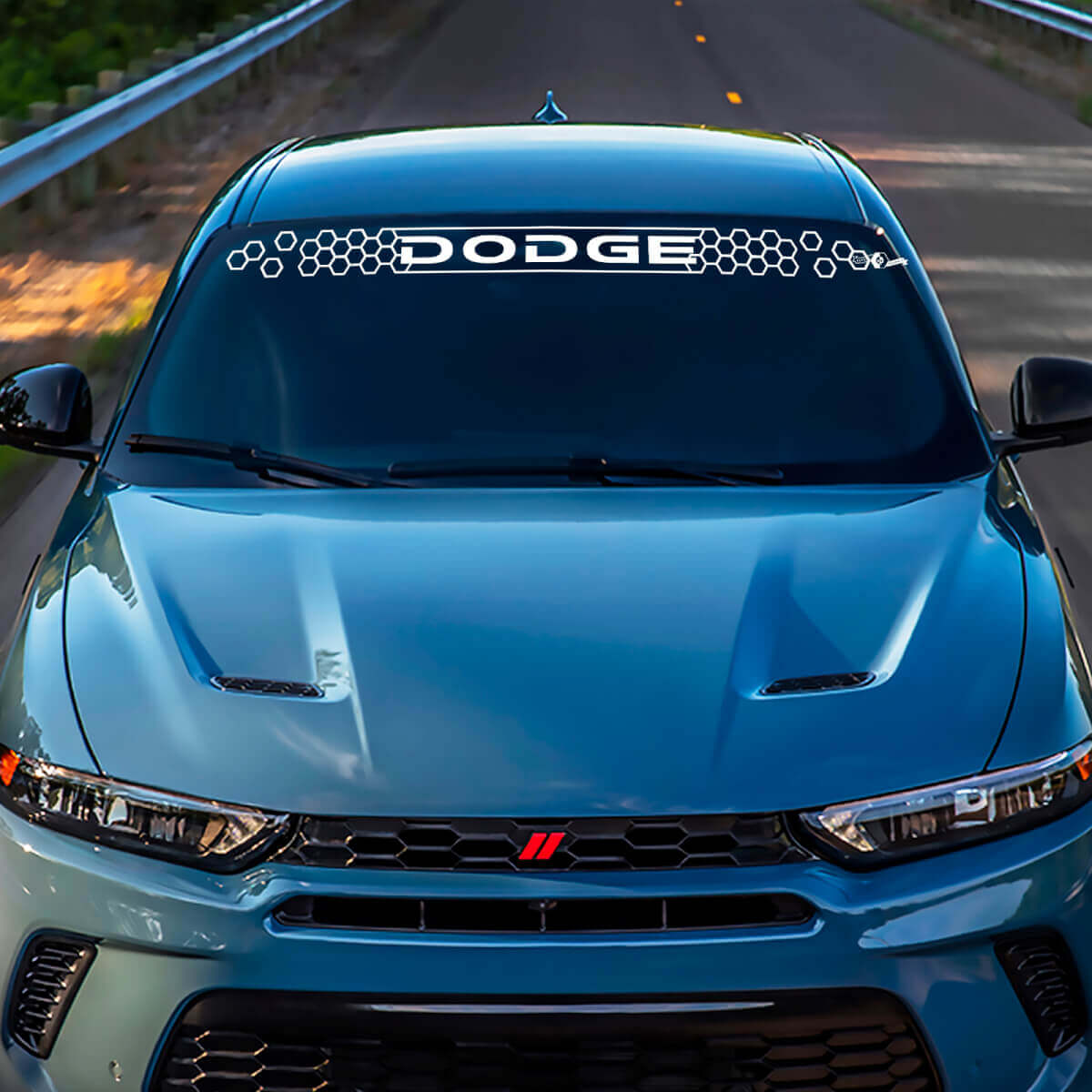 Adesivo per decalcomanie Banner Honeycomb del parabrezza - Grafica in vinile personalizzata adatta a Dodge Hornet
