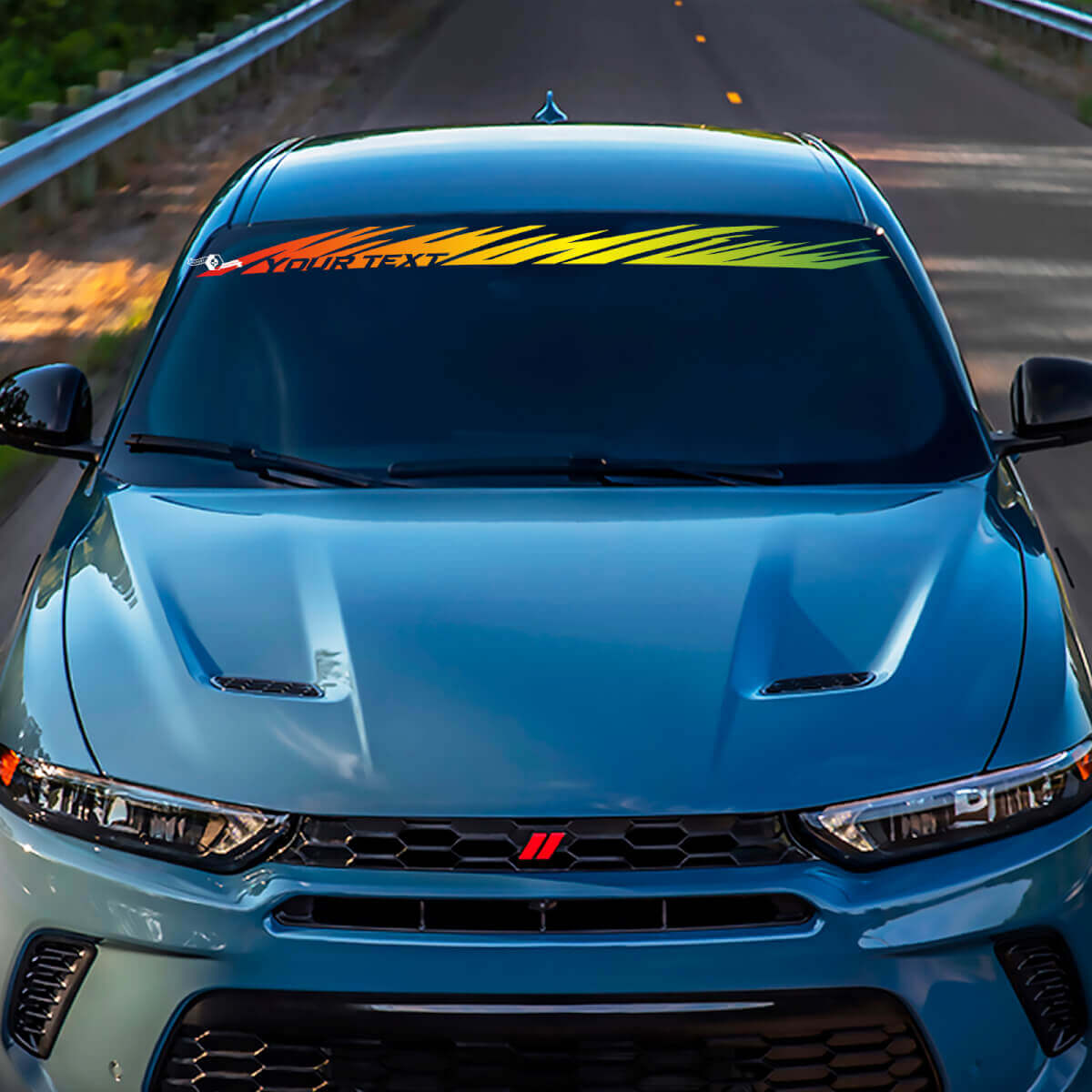 Adesivo in Vinile con Scritta Personalizzata Effetto Invecchiato per Parabrezza Dodge Hornet