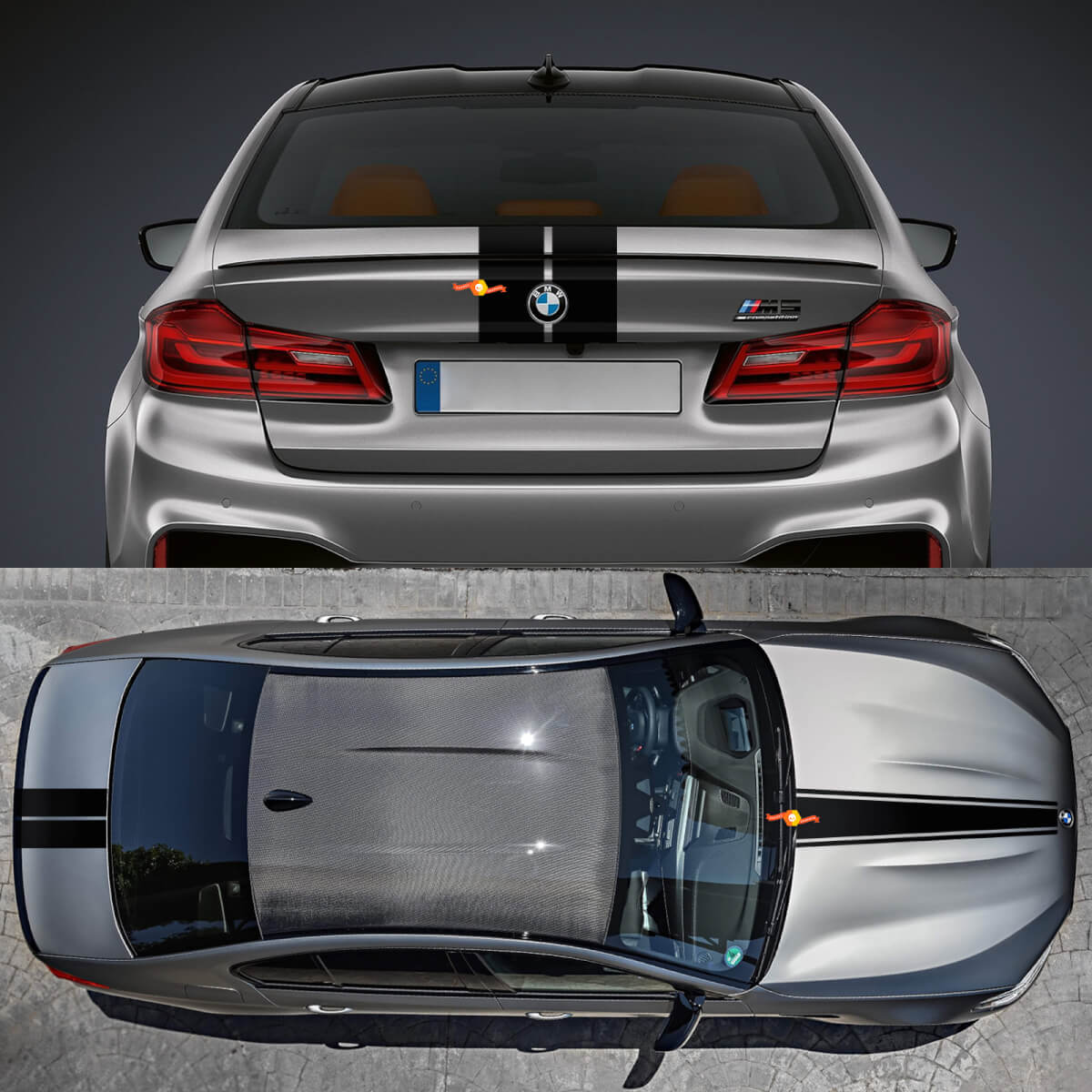 Kit adesivo decalcomania a doppia strisce corse e baule per bmw m5
