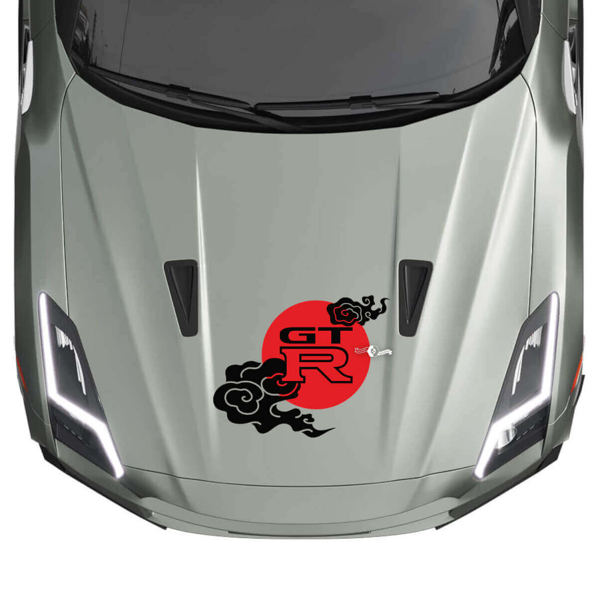 Adesivo in Vinile per Cofano Stile JDM Sole e Nuvole per Nissan GT-R