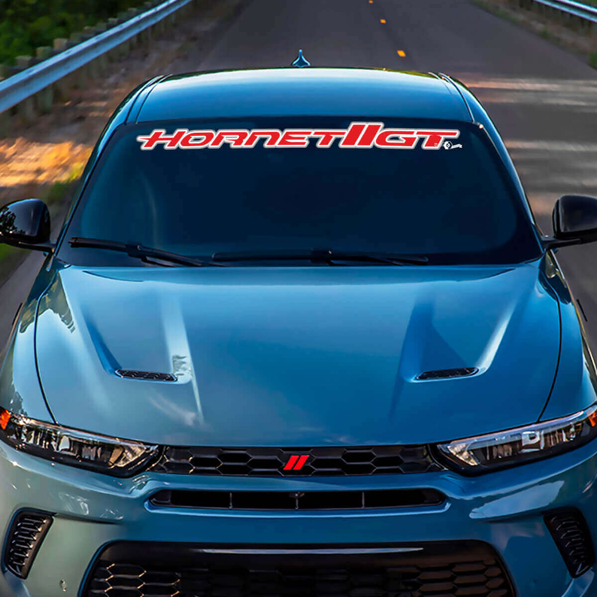 Adesivo in Vinile con Contorno a Linee per Parabrezza con Scritta del Marchio per Dodge GT Hornet
