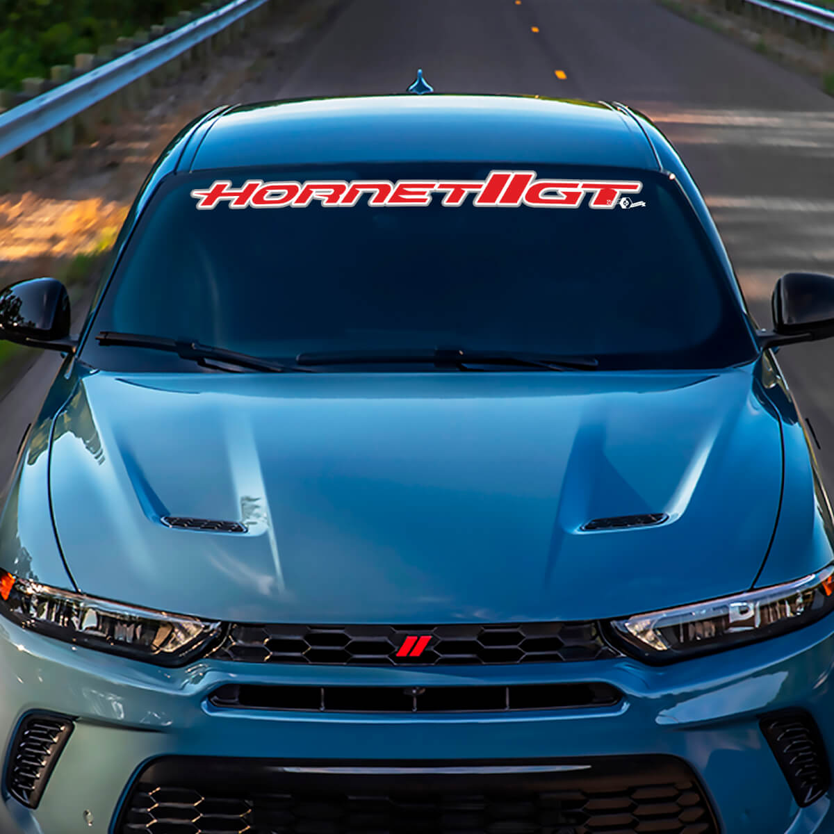 Parabrezza del banner decalcine adesivo grafico in vinile adatto a Dodge GT Hornet hash contorno
