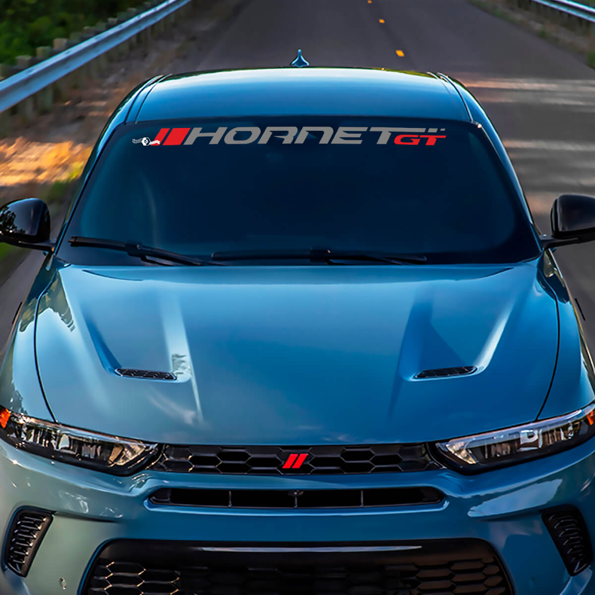 Parabrezza del banner decalcine adesivo grafico in vinile adatto a Dodge GT Hornet hash contorno
