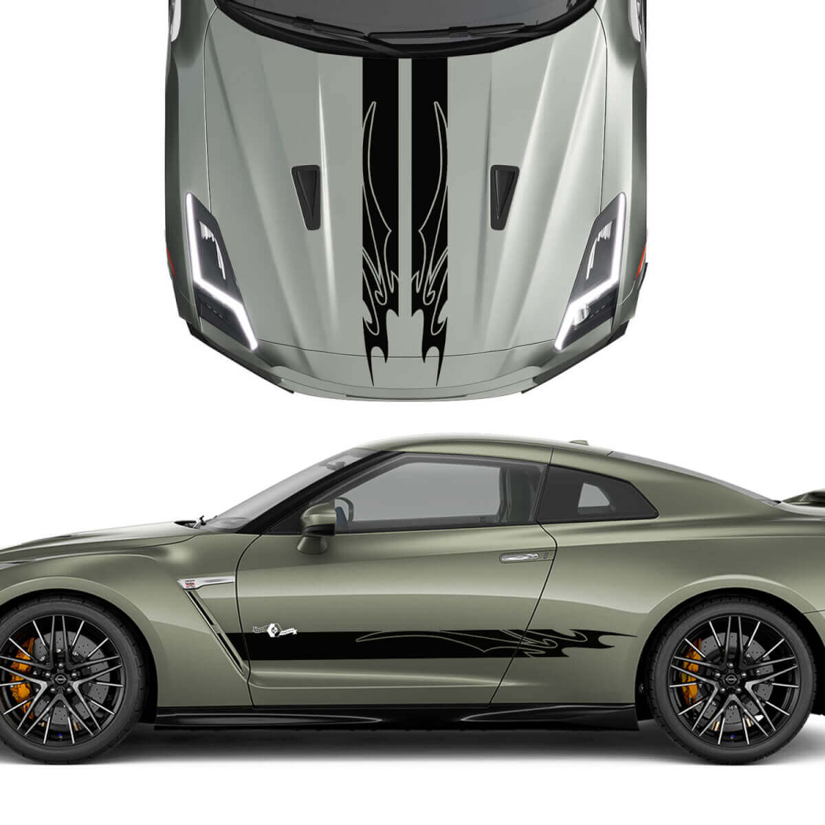 Cappuccio e lati dual di grafica tribale kit decalcomania per Nissan GT-R
